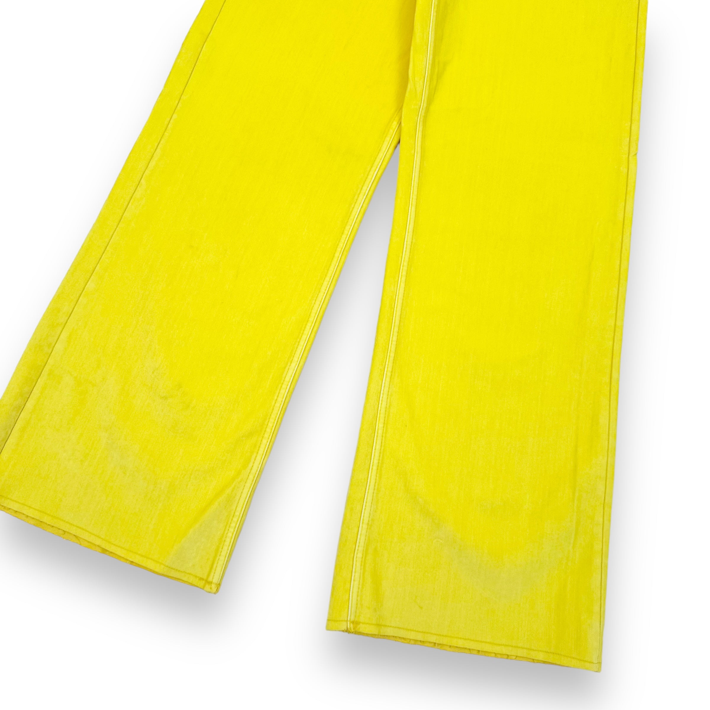 MARNI LOGO-PATCH STRETCH-COTTON FLARED TROUSERS YELLOW 34”