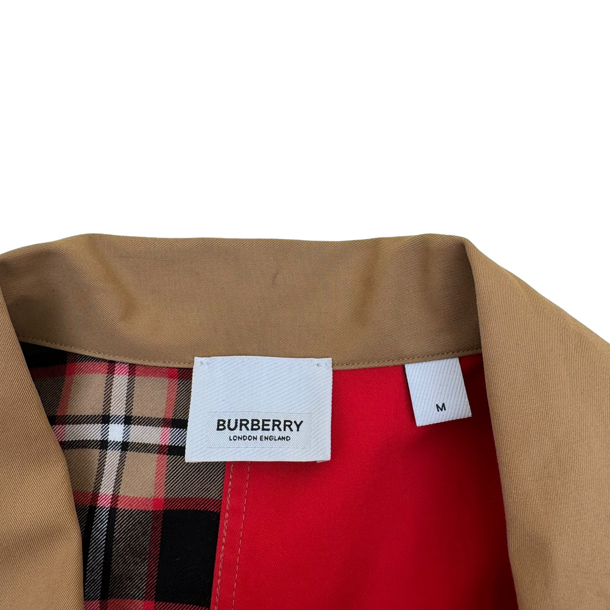 BURBERRY PATCHWORK ZIP-UP OVER SHIRT RED / BEIGE M