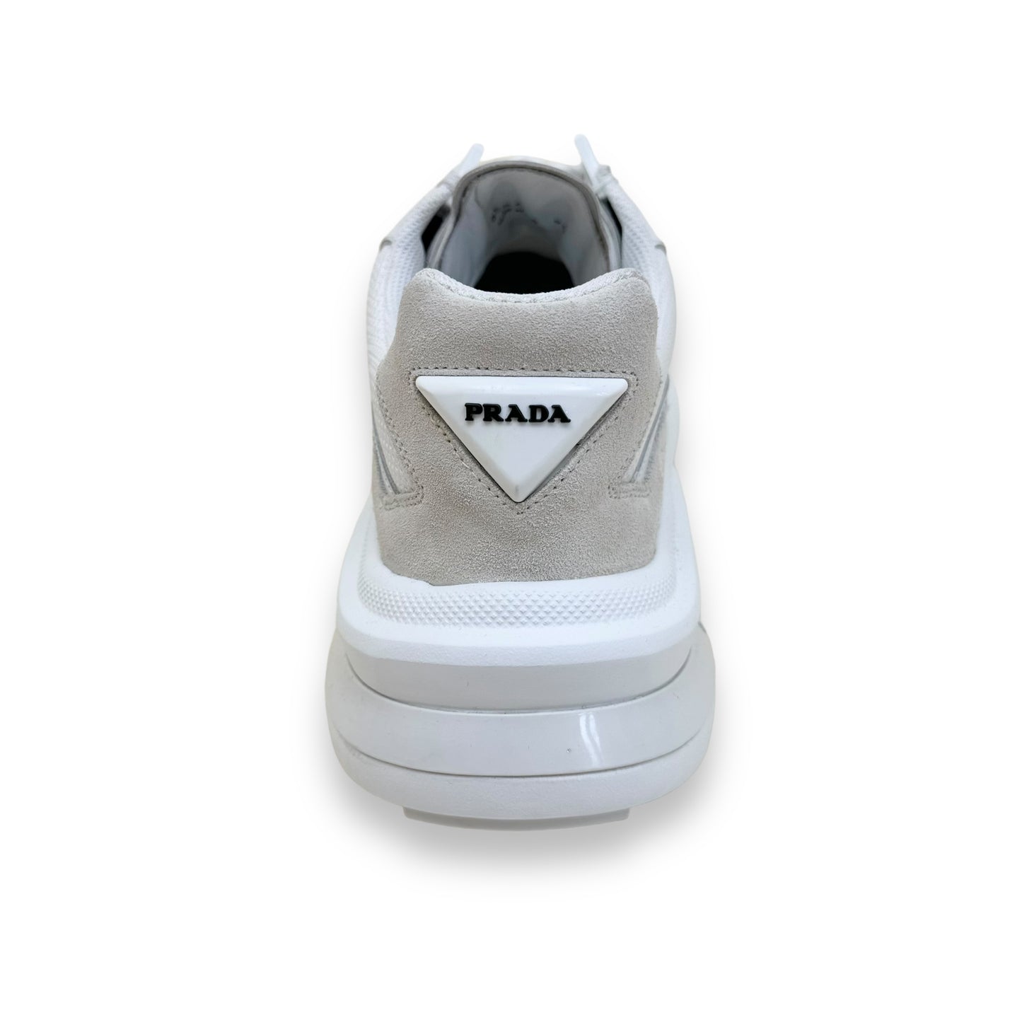 PRADA SYSTEME BRUSHED LEATHER SNEAKER WHITE UK9.5
