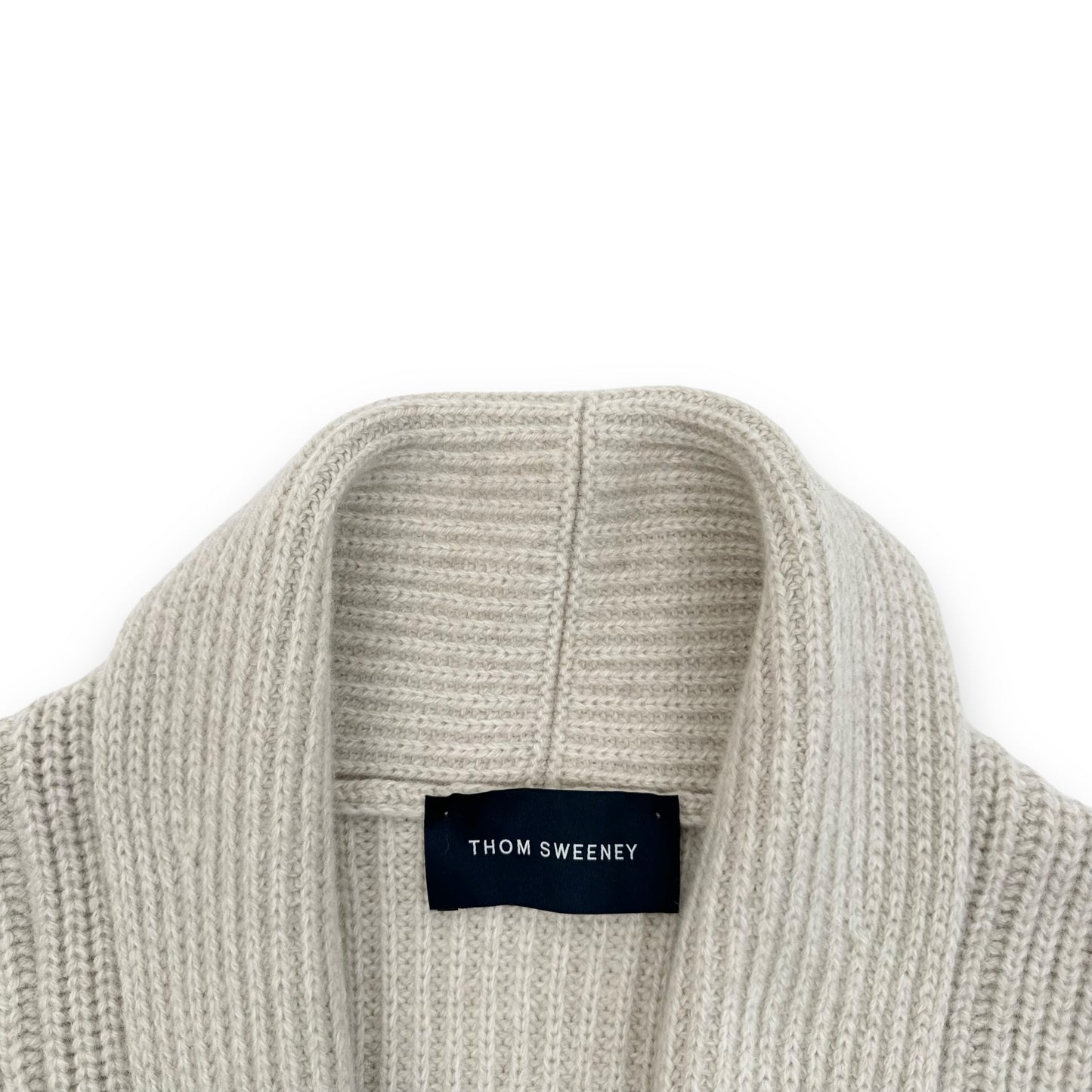 THOM SWEENEY SINGLE BREASTED WOOL / CASHMERE SHAWL CARDIGAN CREAM L
