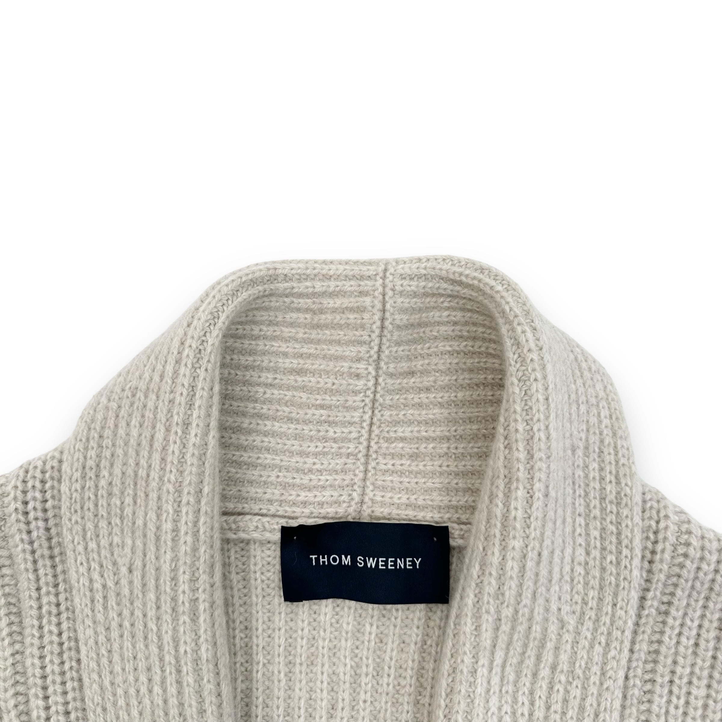 THOM SWEENEY SINGLE BREASTED WOOL / CASHMERE SHAWL CARDIGAN CREAM L