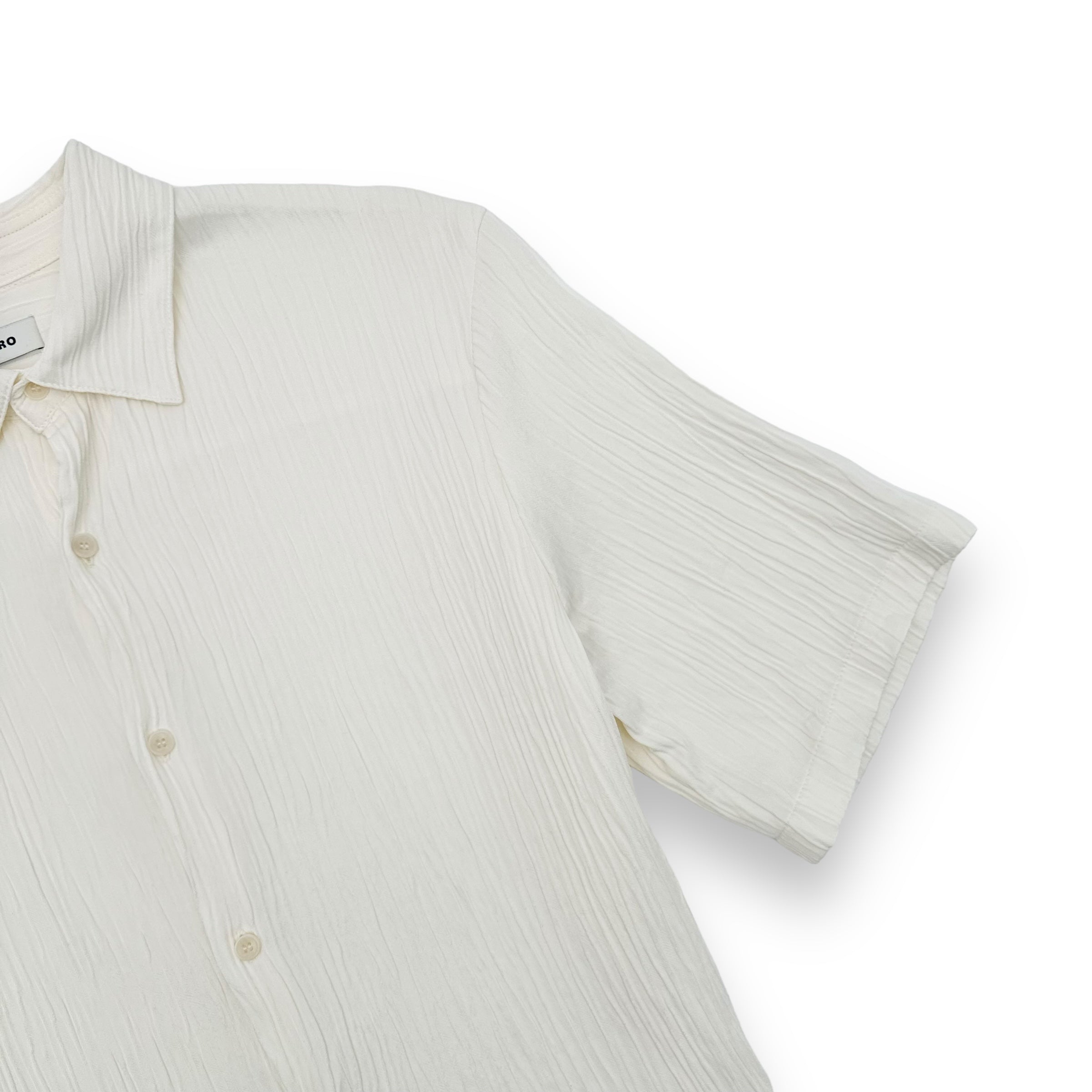 SANDRO TEXTURED SHORT SLEEVE SHIRT OFF-WHITE M