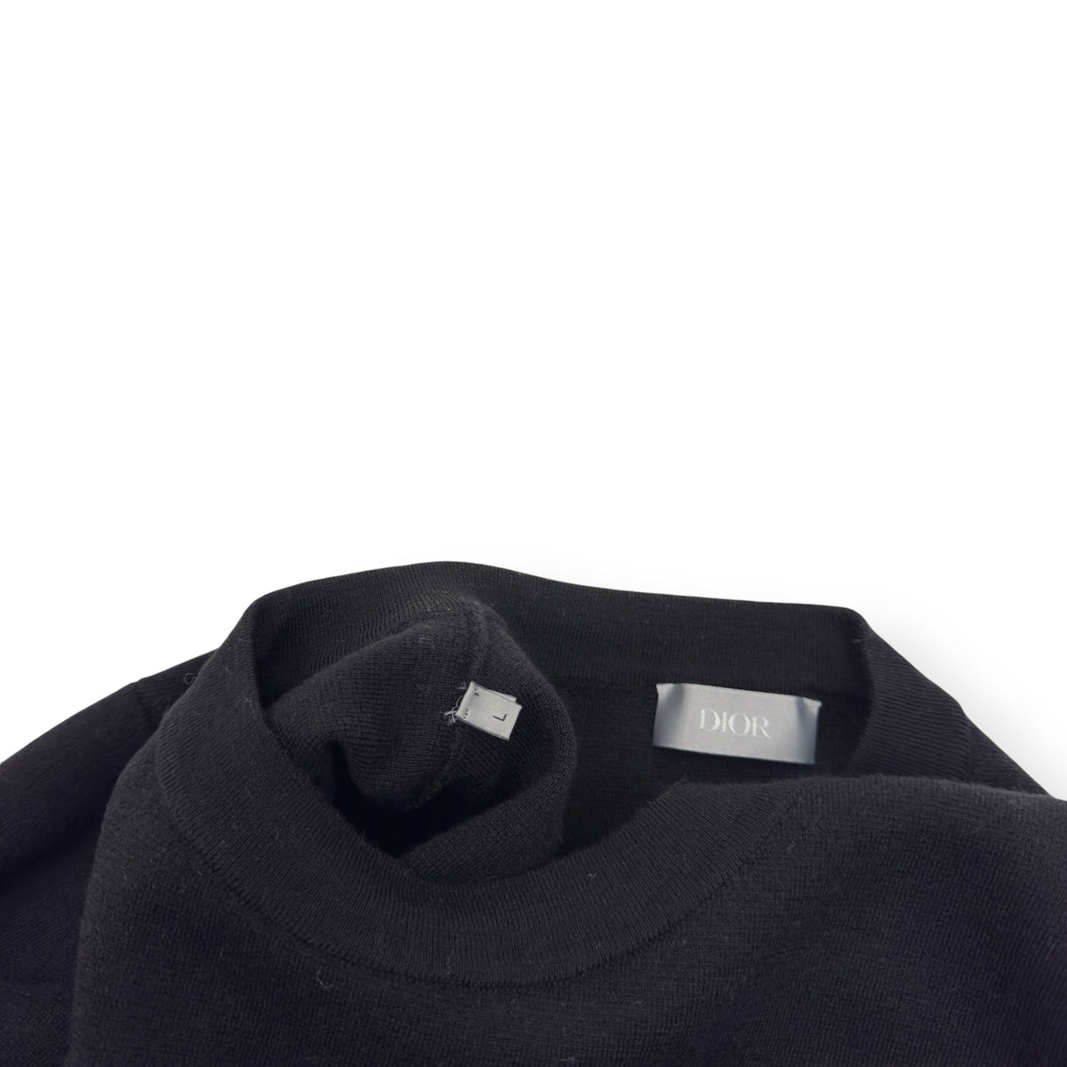 DIOR LOGO PATCH CREWNECK WOOL SWEATER BLACK L