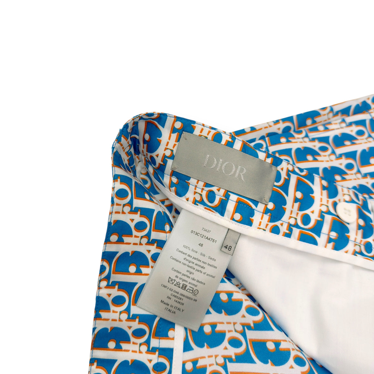 DIOR OBLIQUE BERMUDA MONOGRAM SILK SHORTS BLUE 48 / M