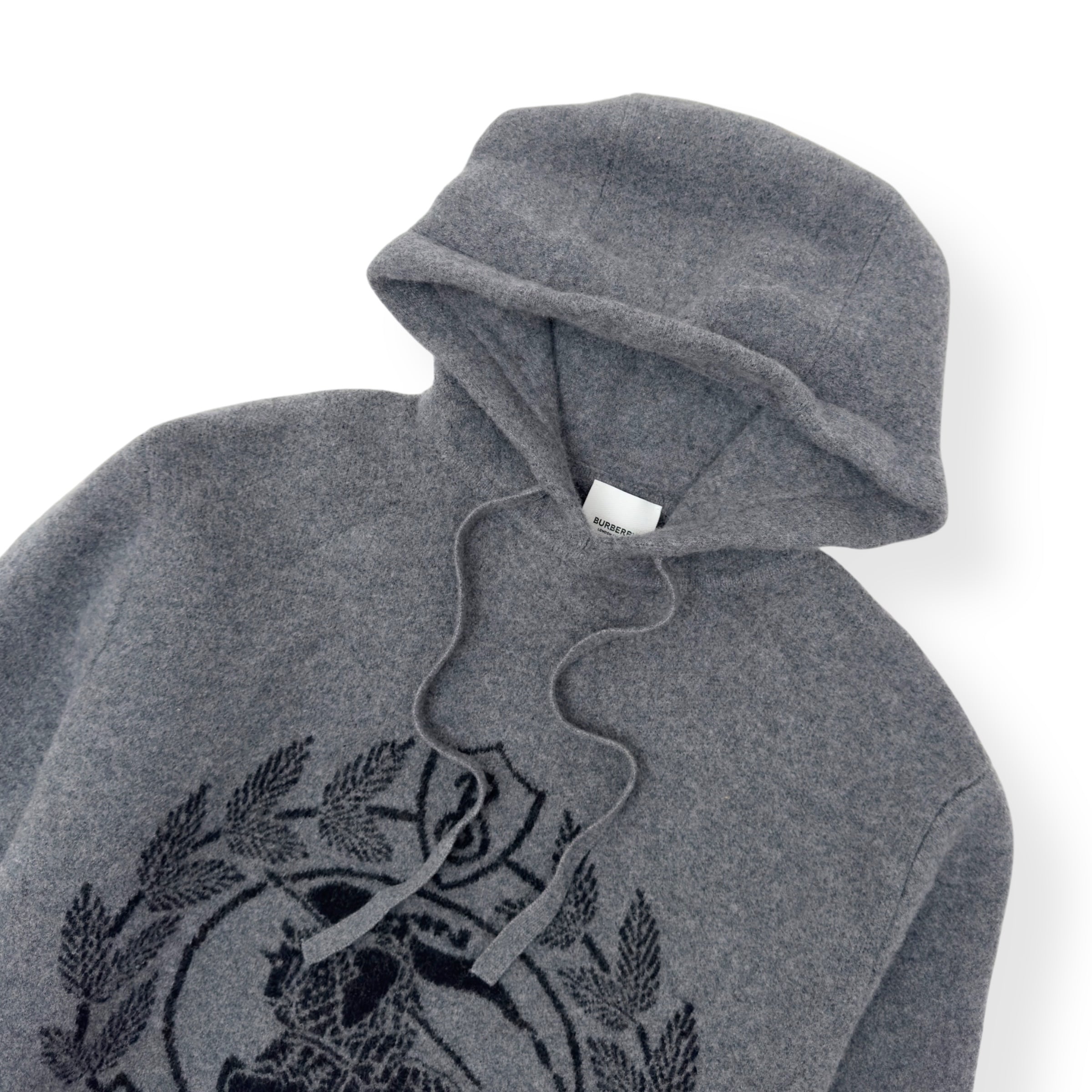 BURBERRY EKD WOOL JACQUARD HOODIE GREY L