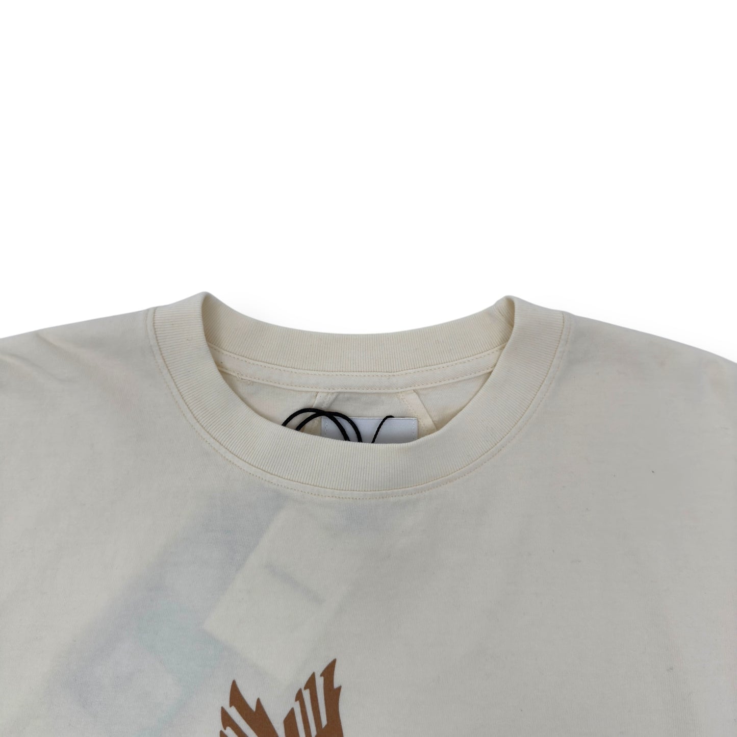 RHUDE ROSSA LOGO PRINT COTTON T-SHIRT BEIGE / RED L