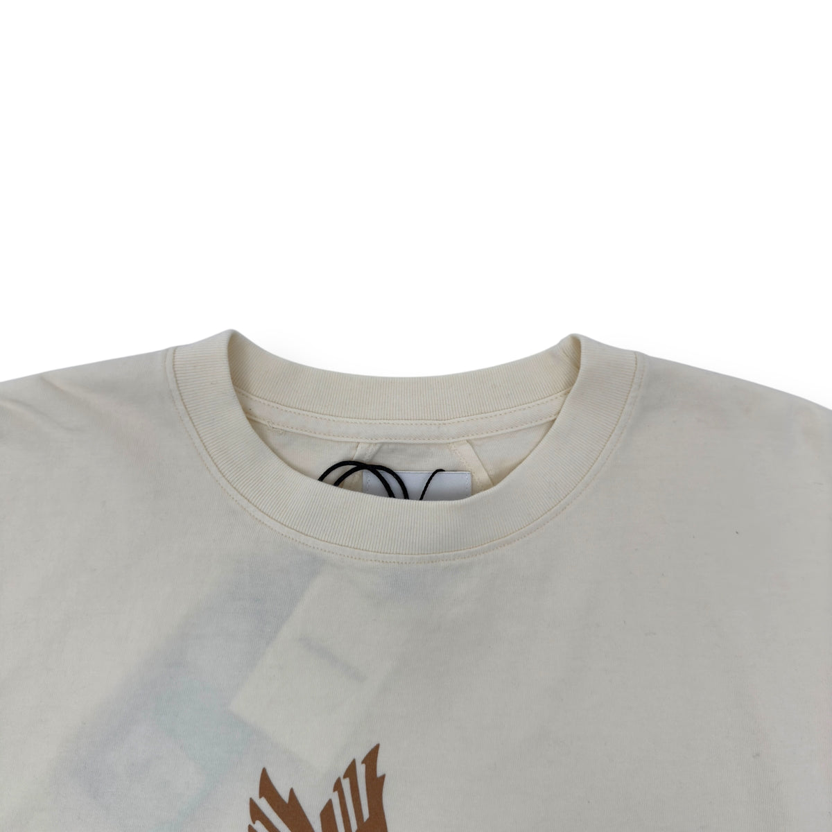 RHUDE ROSSA LOGO PRINT COTTON T-SHIRT BEIGE / RED L