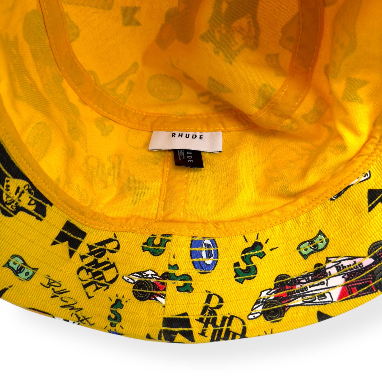 RHUDE DOODLE BUCKET HAT YELLOW O/S