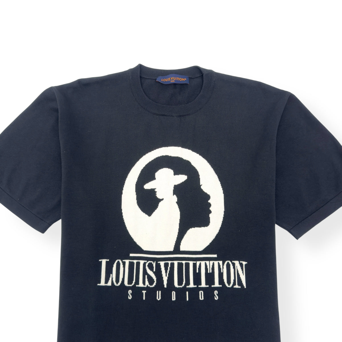 LOUIS VUITTON COTTON INTARSIA STUDIOS T-SHIRT BLACK / WHITE XXL