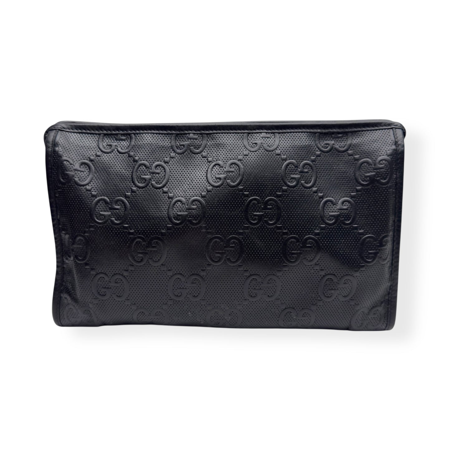 GUCCI GG EMBOSSED CLUTCH BAG BLACK S