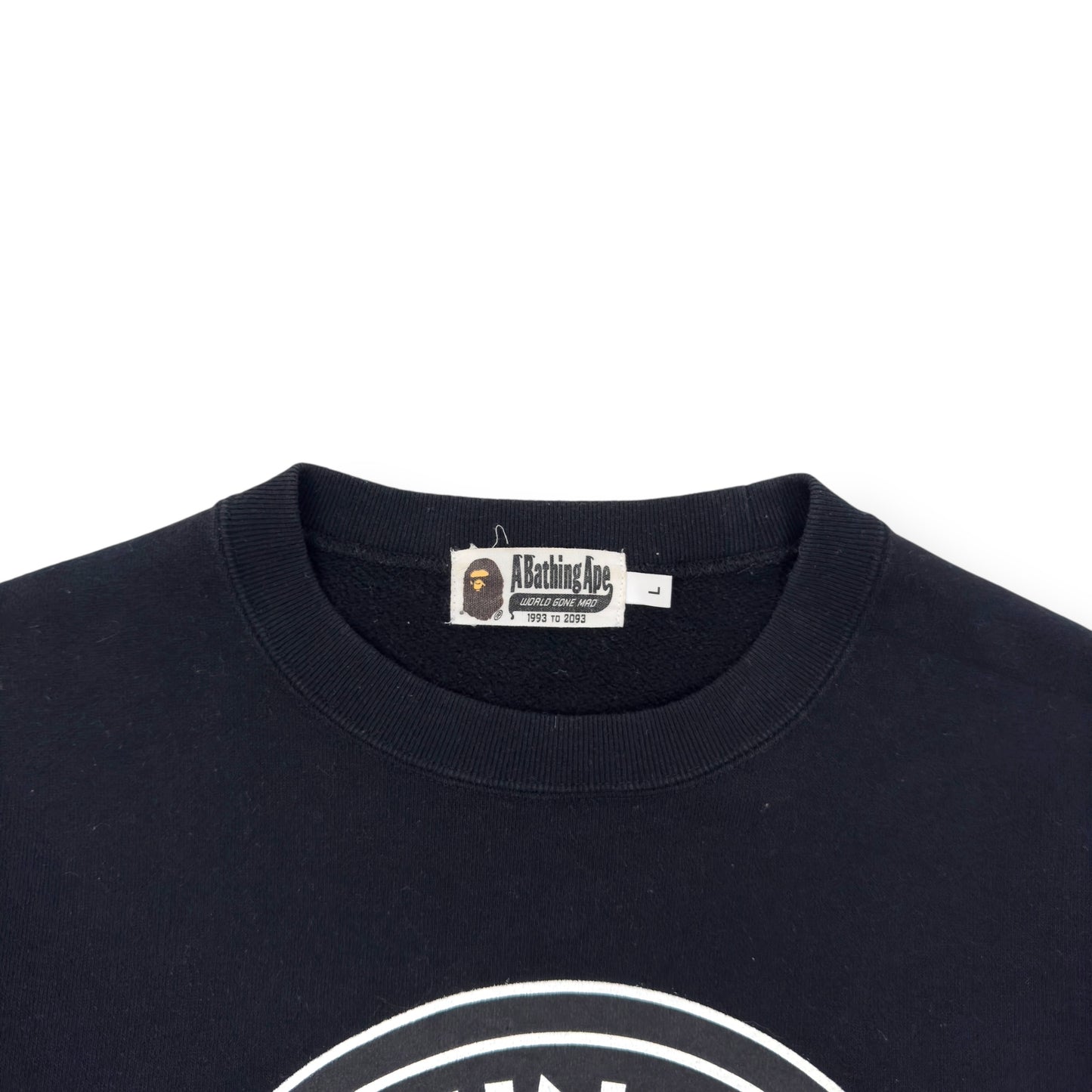 A BATHING APE LOGO CREWNECK SWEATSHIRT BLACK L