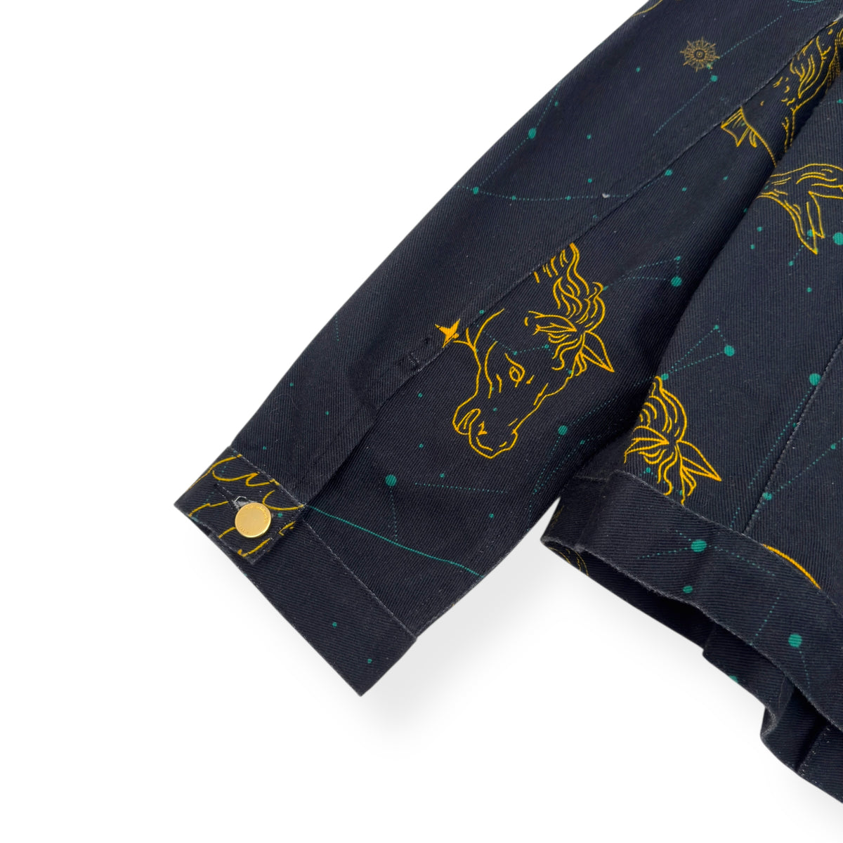 CASABLANCA CONSTELLATION GRAPHIC PRINT DENIM JACKET NAVY / YELLOW L