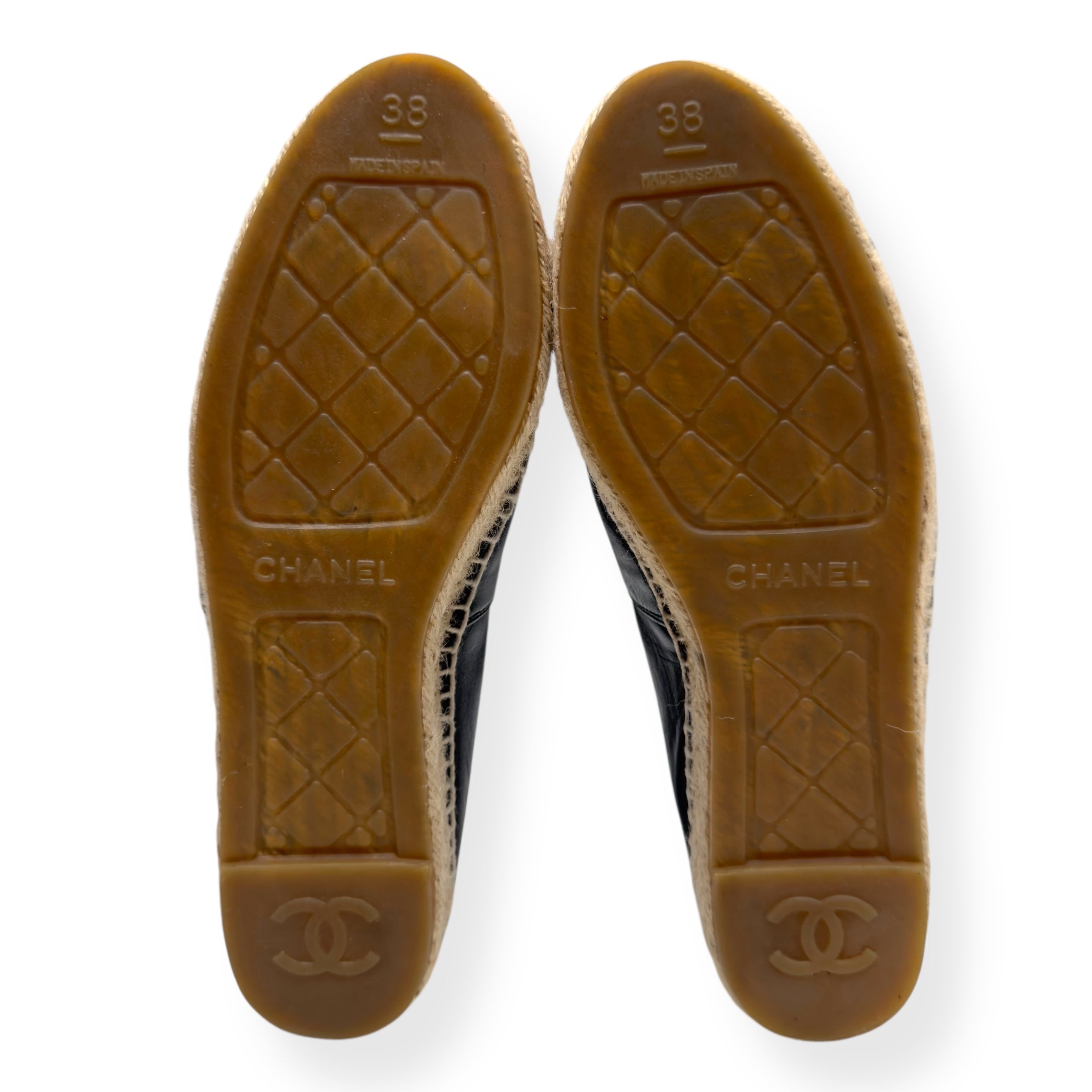 CHANEL LAMBSKIN CC ESPADRILLES BLACK 38 / UK5