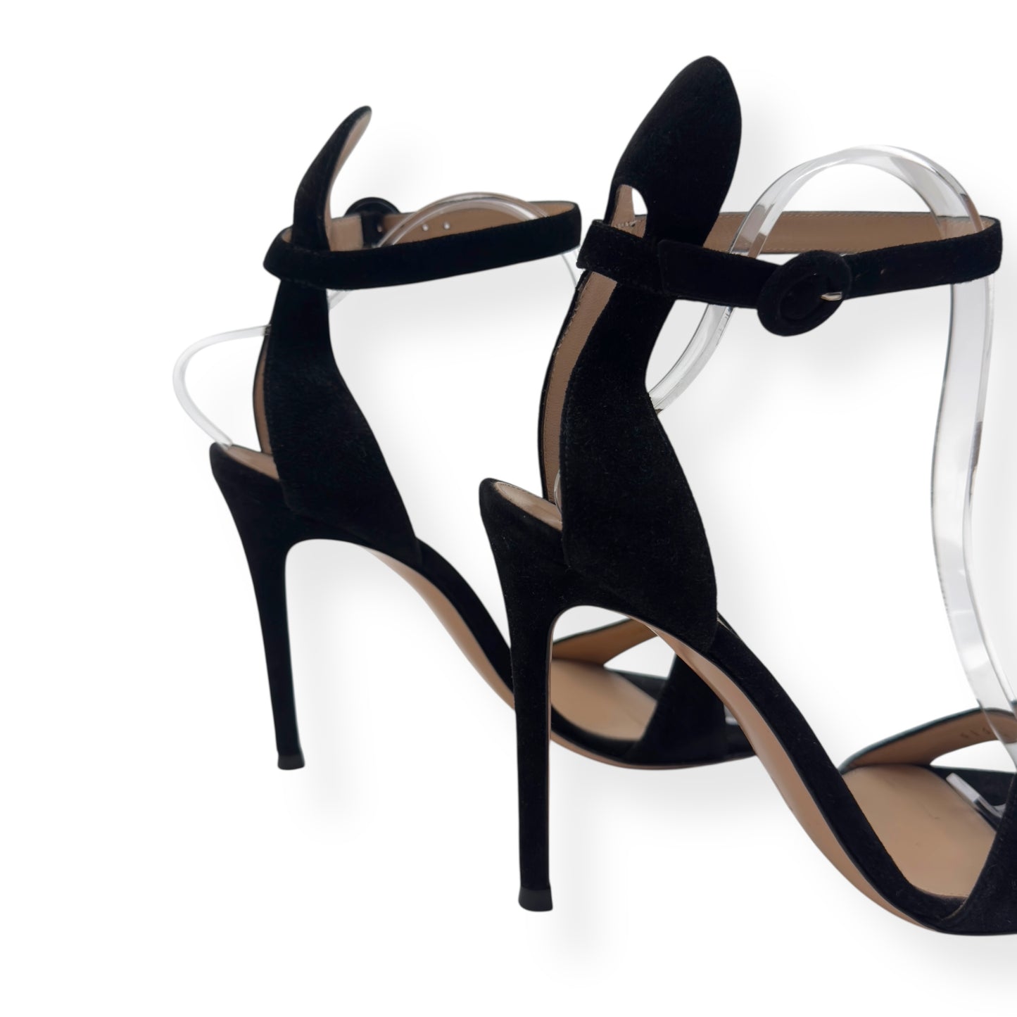 GIANVITO ROSSI PORTOFINO 105 SUEDE SANDALS BLACK 38 / UK5