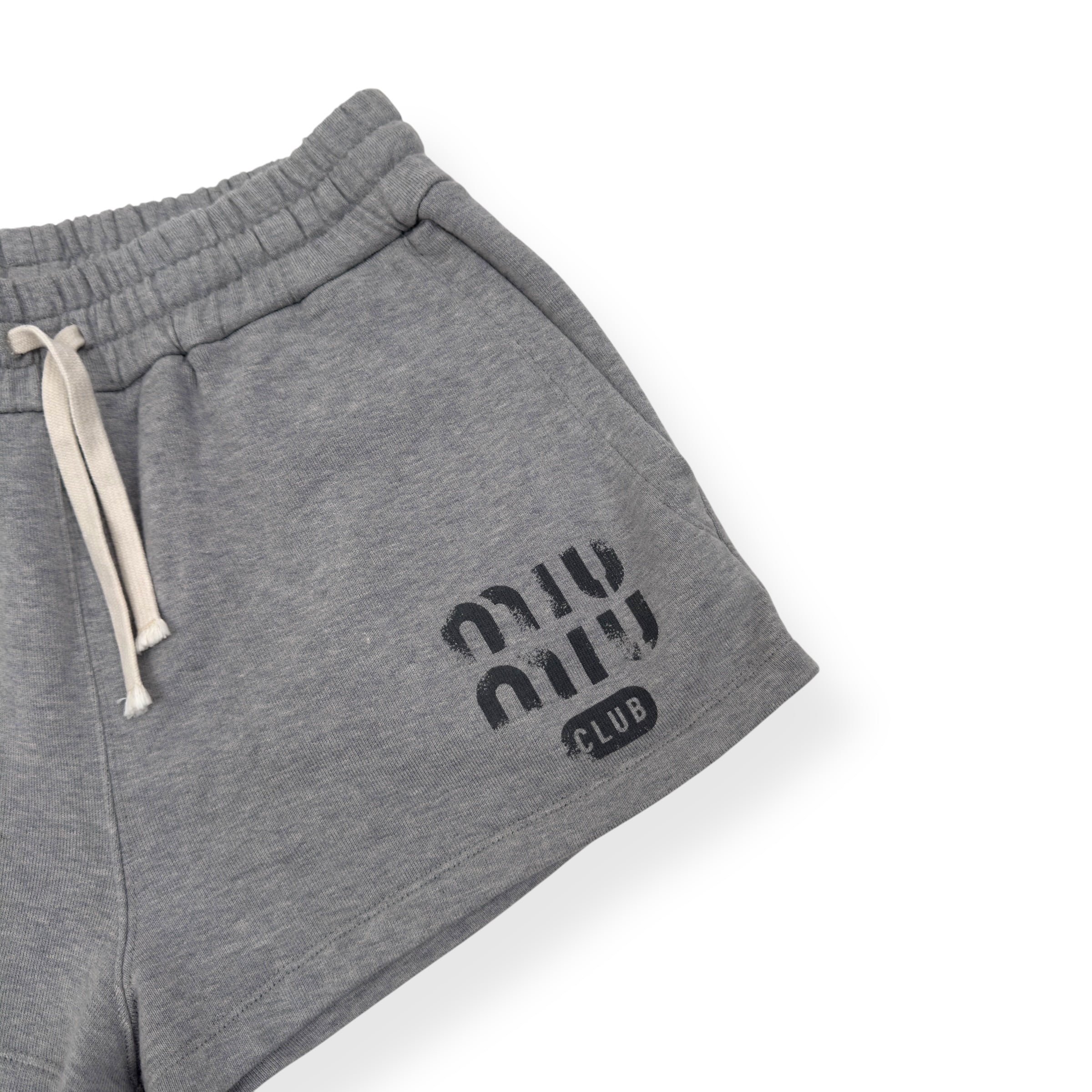 MIU MIU COTTON LOGO SHORTS GREY / BLACK S