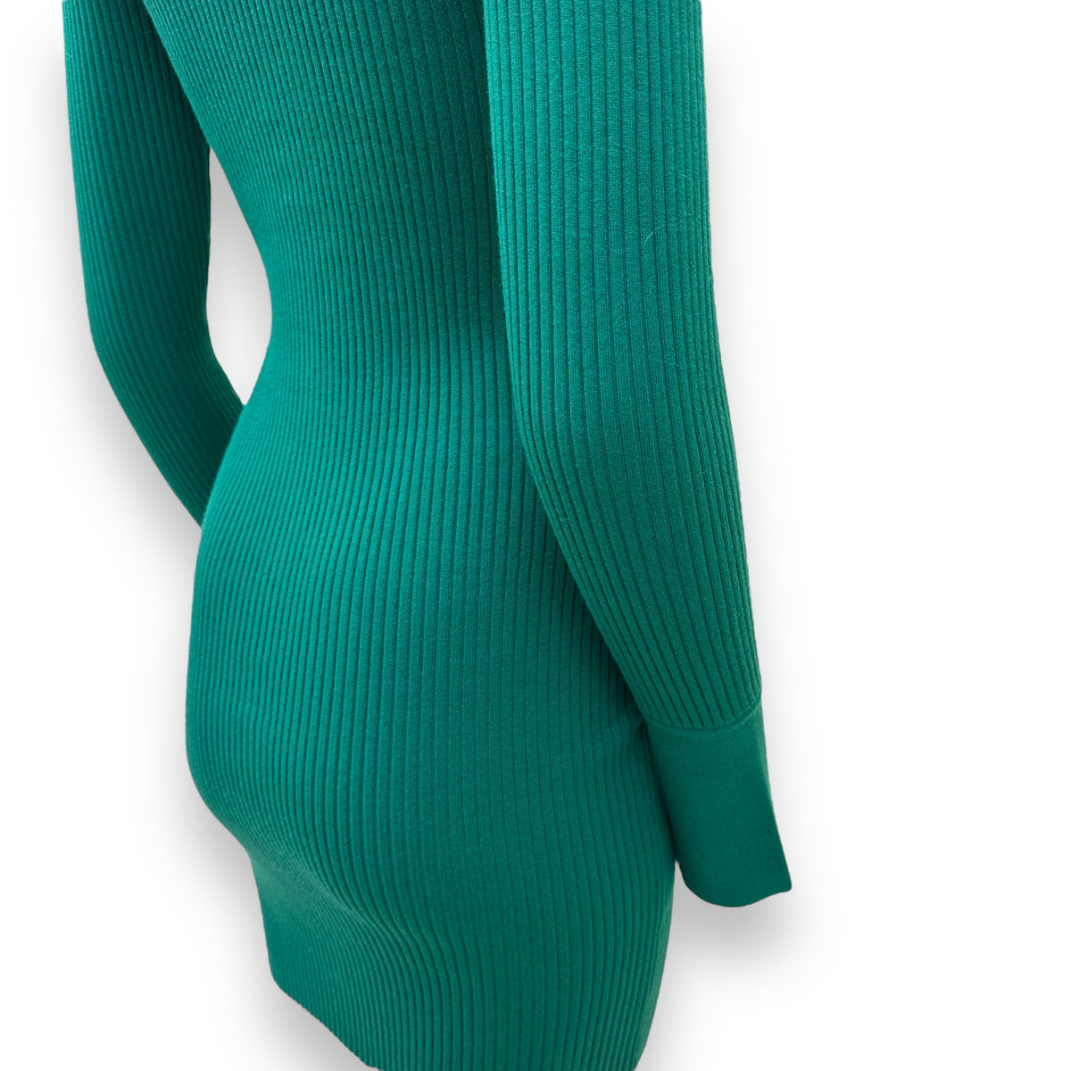 REISS RHIANNON RIBBED BUTTON COLLAR MINI DRESS GREEN S