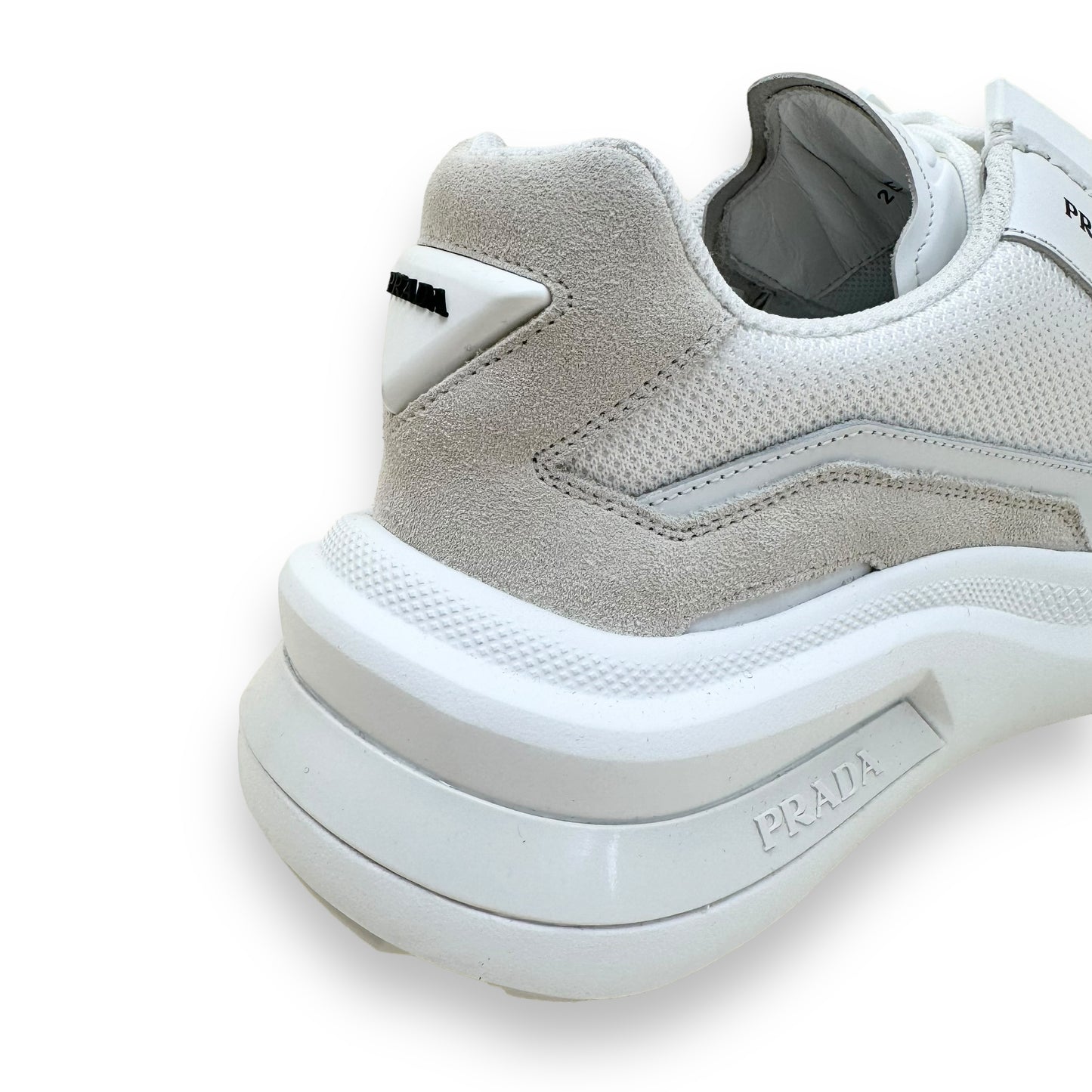 PRADA SYSTEME BRUSHED LEATHER SNEAKER WHITE UK9.5