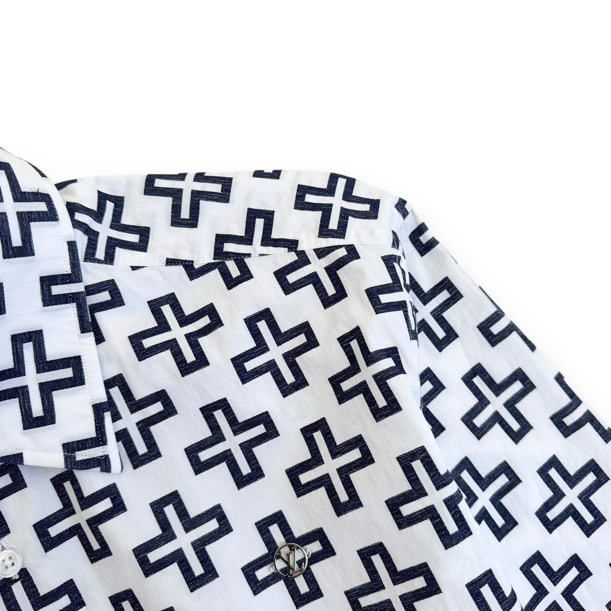 LOUIS VUITTON LV CROSS LONG SLEEVE SHIRT WHITE / BLUE XL