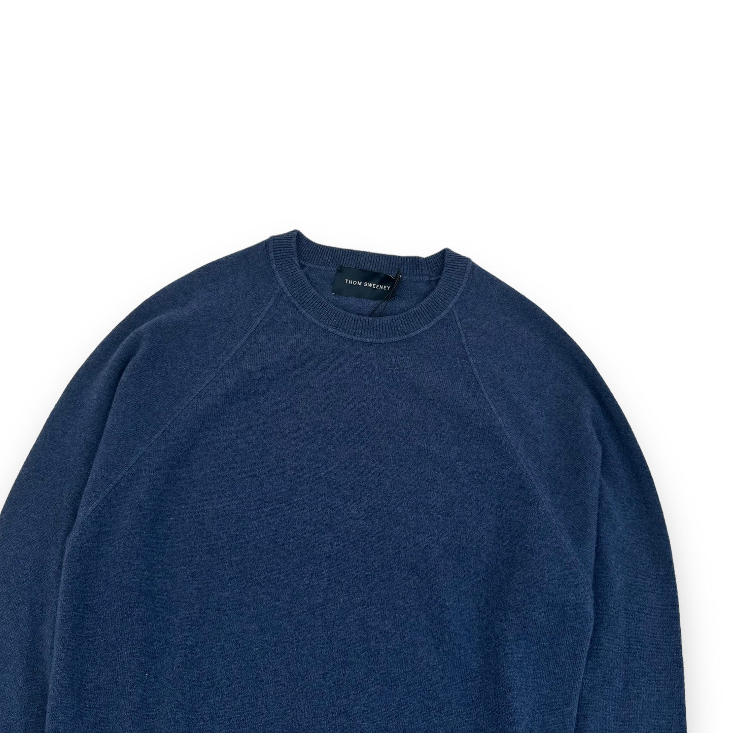 THOM SWEENEY AW23 RAGLAN CASHMERE CREWNECK SWEATER NAVY L
