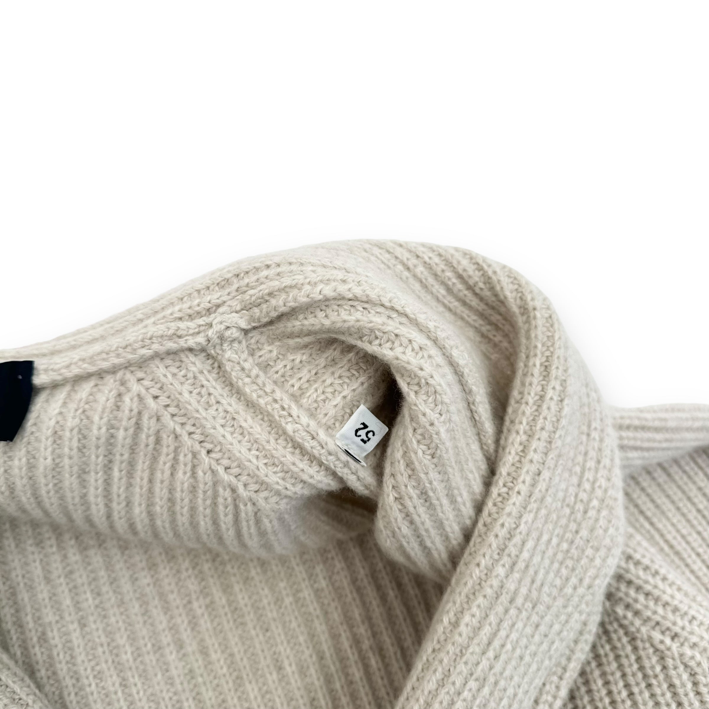 THOM SWEENEY SINGLE BREASTED WOOL / CASHMERE SHAWL CARDIGAN CREAM L