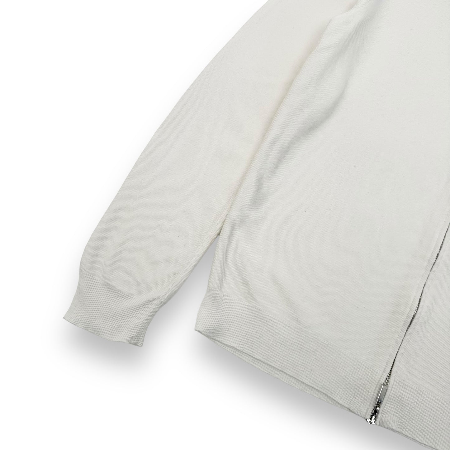 THOM SWEENEY FINE-KNIT COTTON ZIP-UP TRACK TOP WHITE L