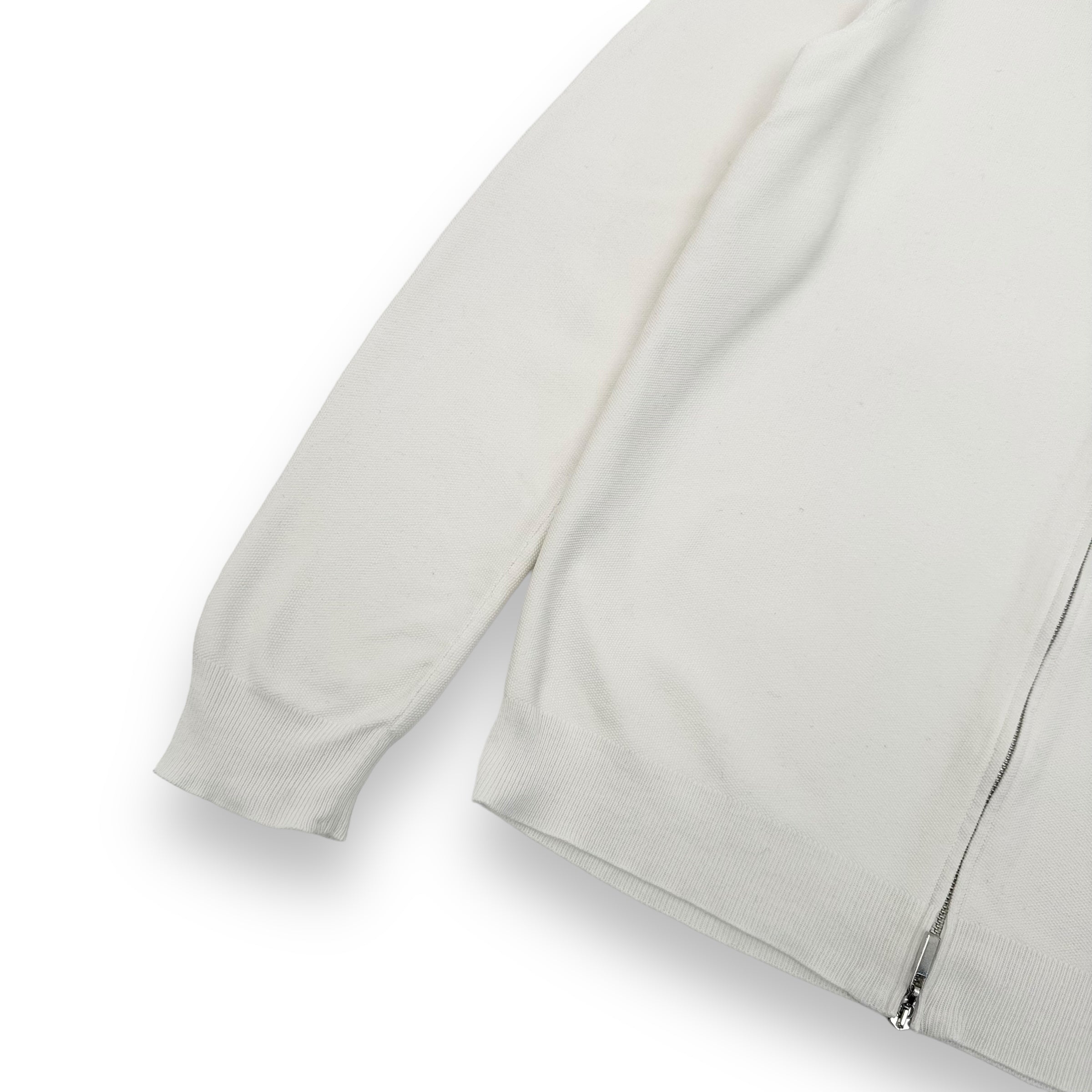 THOM SWEENEY FINE-KNIT COTTON ZIP-UP TRACK TOP WHITE L