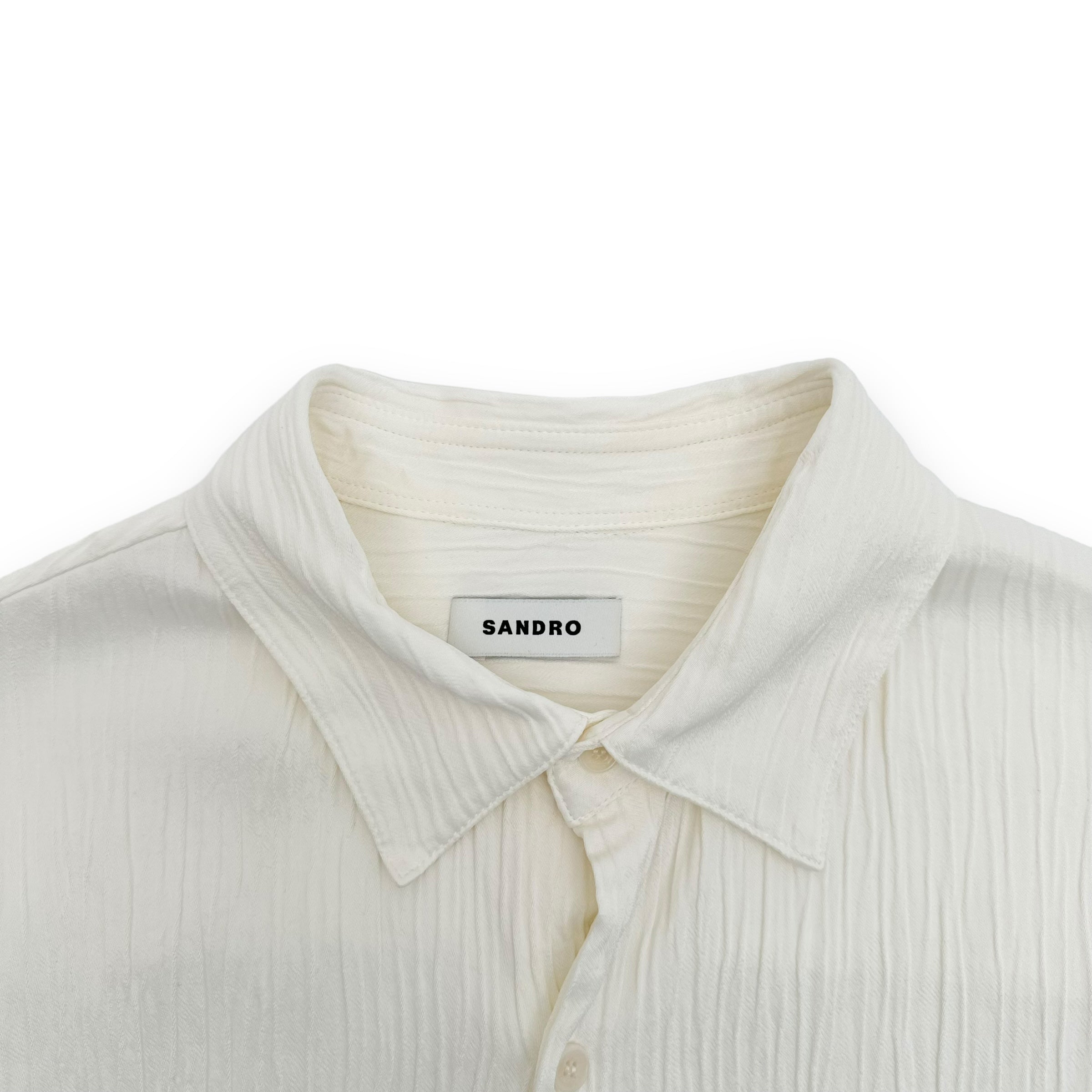 SANDRO TEXTURED SHORT SLEEVE SHIRT OFF-WHITE M
