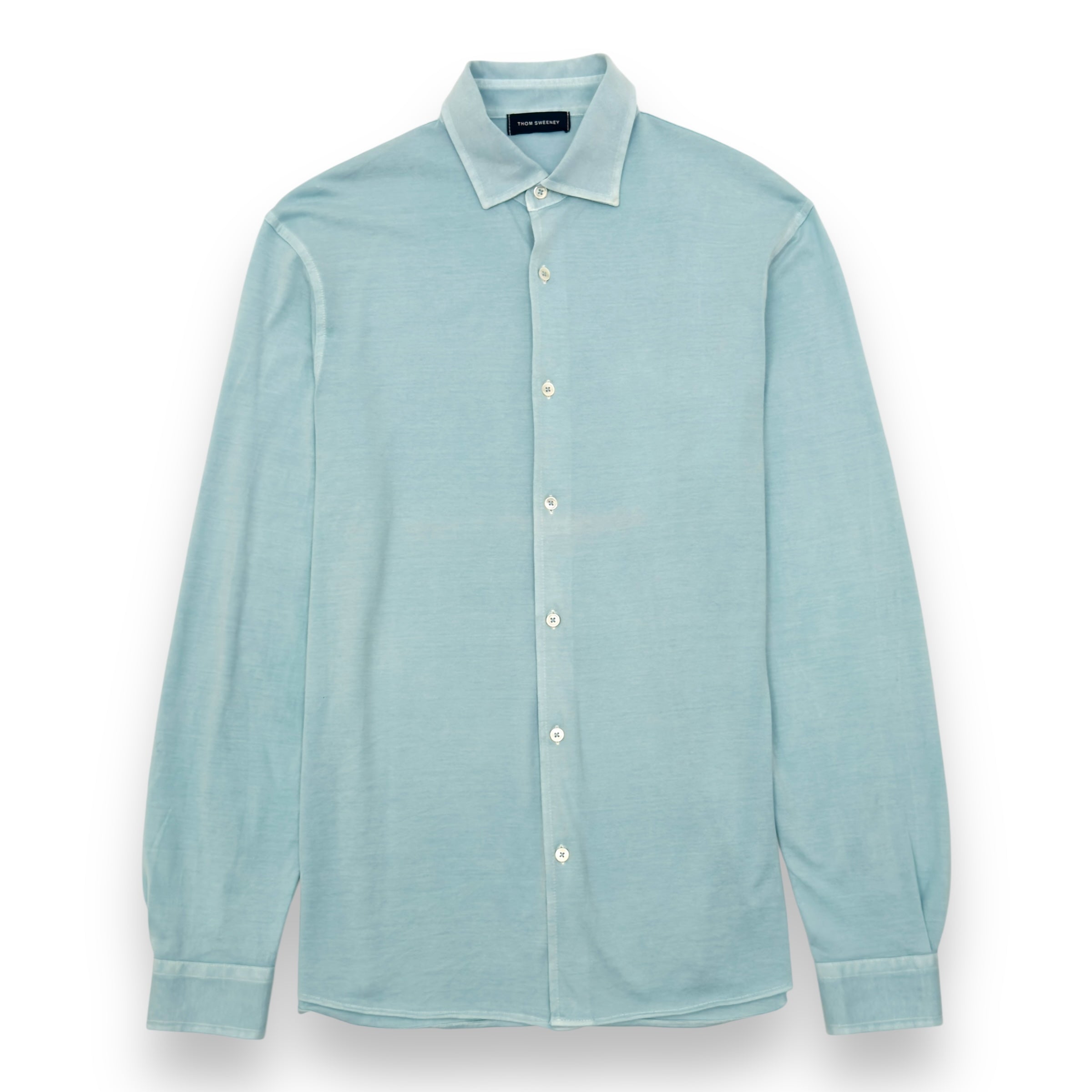 THOM SWEENEY COTTON LONG SLEEVE POLO SHIRT ICE BLUE M