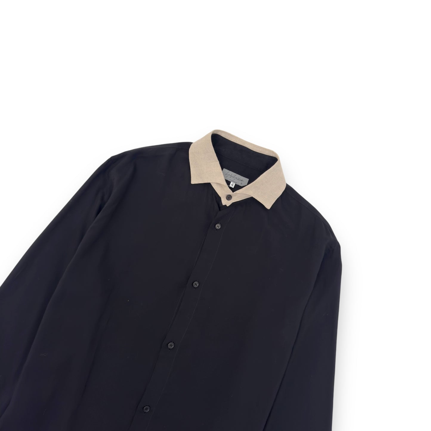 YOHJI YAMAMOTO U-STAND COLLAR SHIRT BLACK 4 / XL