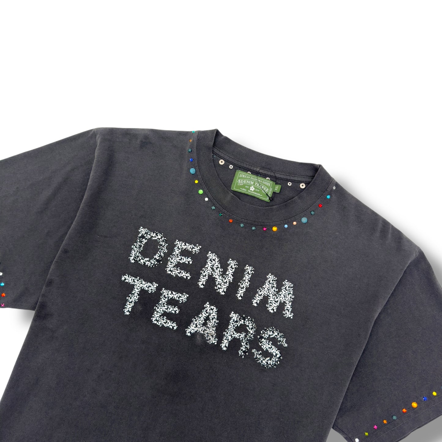 DENIM TEARS X DOVER STREET MARKET RHINESTONE WREATH T-SHIRT GREY XL