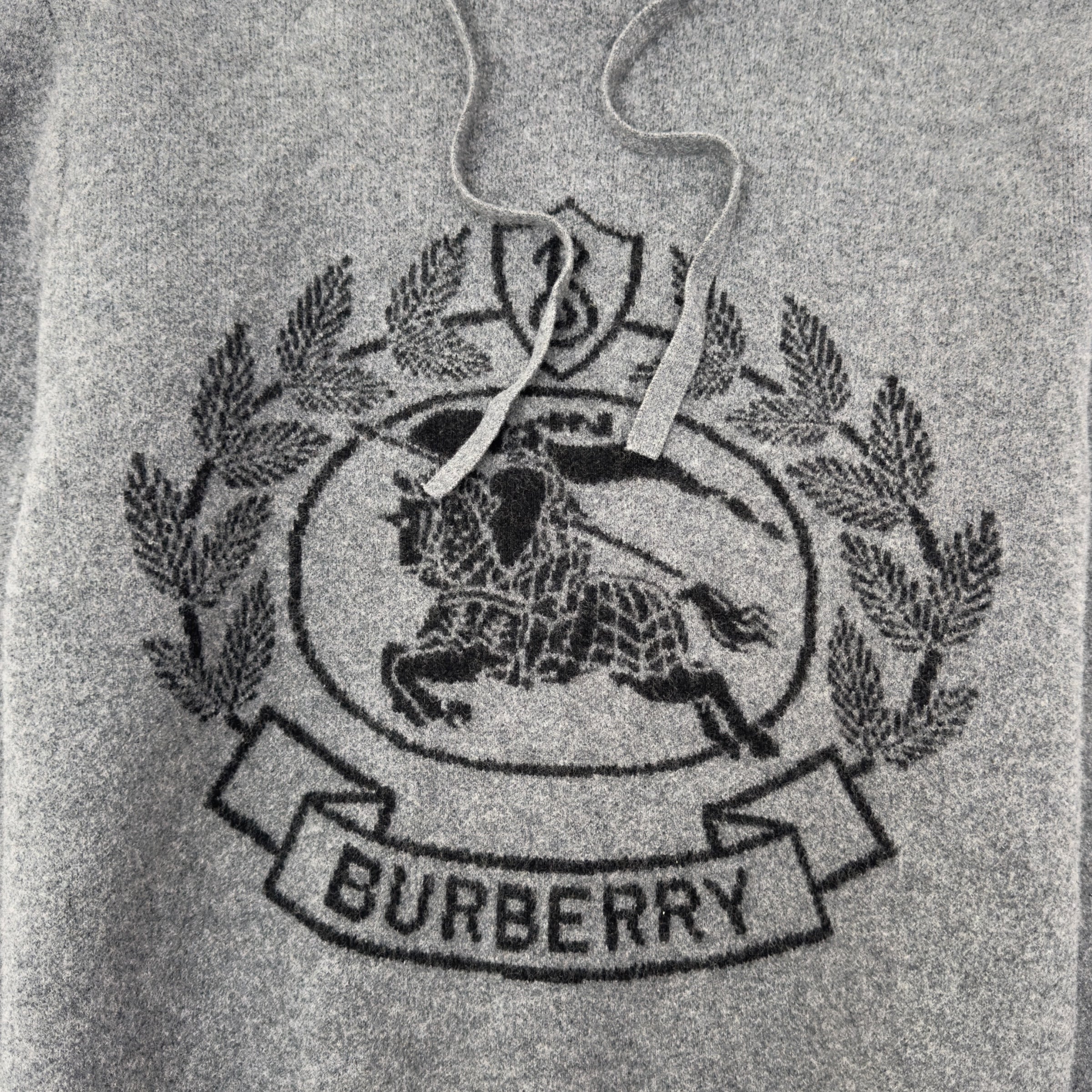 BURBERRY EKD WOOL JACQUARD HOODIE GREY L