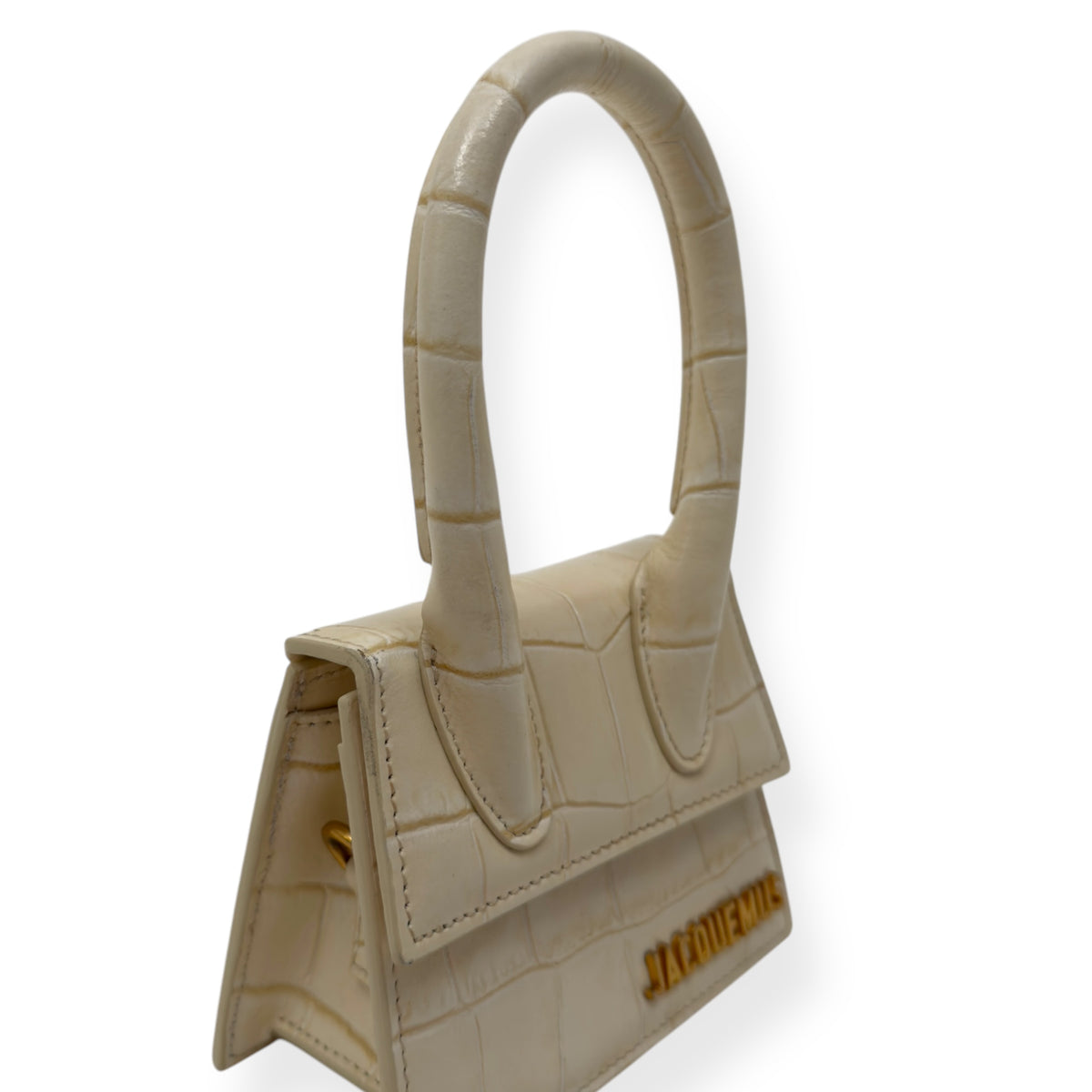 JACQUEMUS LE CHIQUITO MINI CROC EMBOSSED BAG CREAM MINI