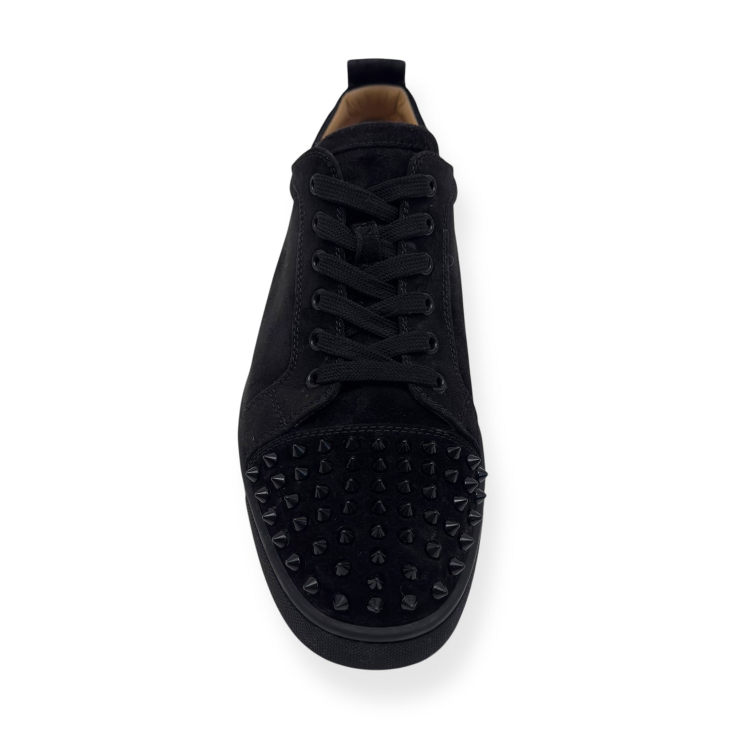 CHRISTIAN LOUBOUTIN LOUIS JUNIOR SPIKES SUEDE SNEAKER BLACK UK9.5