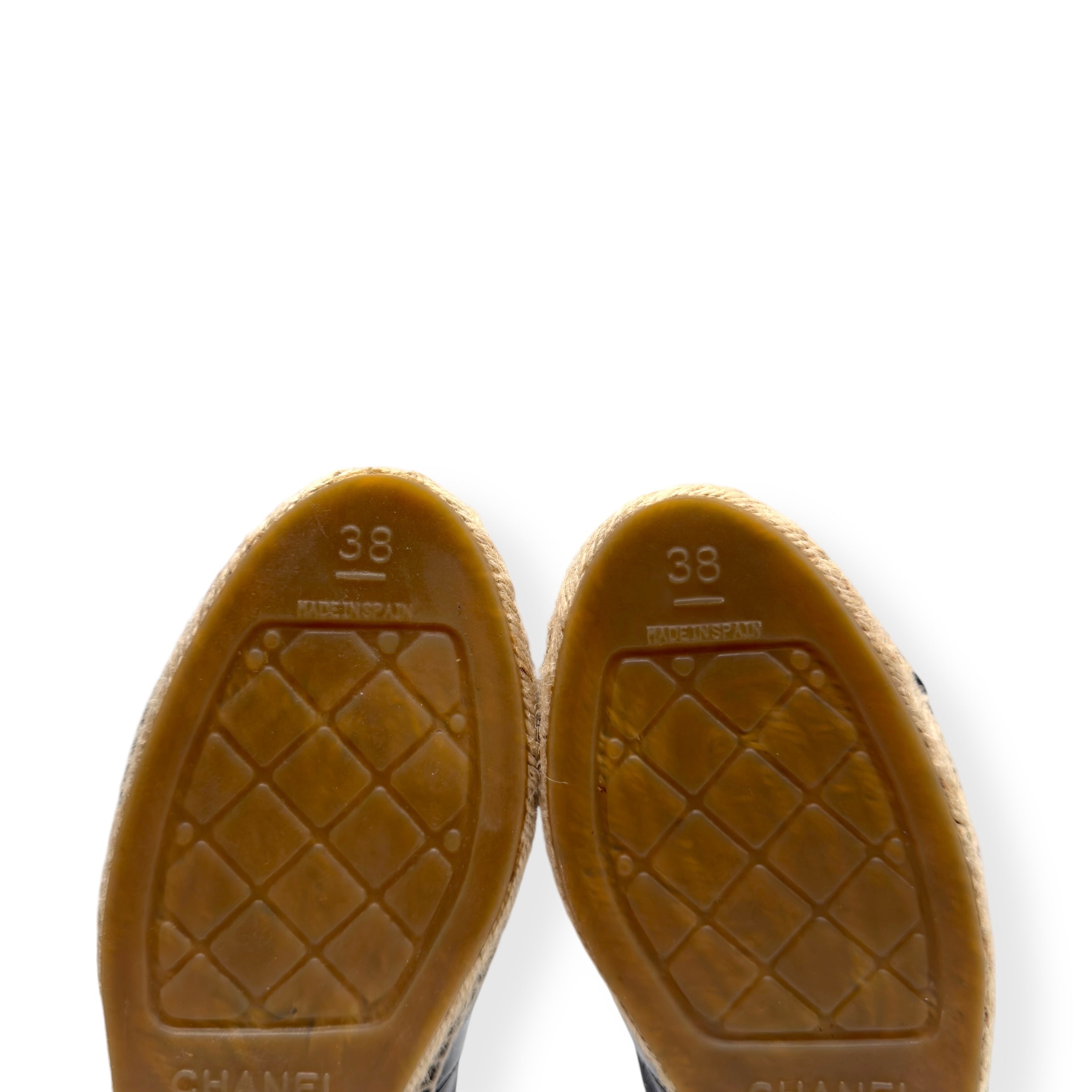 CHANEL LAMBSKIN CC ESPADRILLES BLACK 38 / UK5
