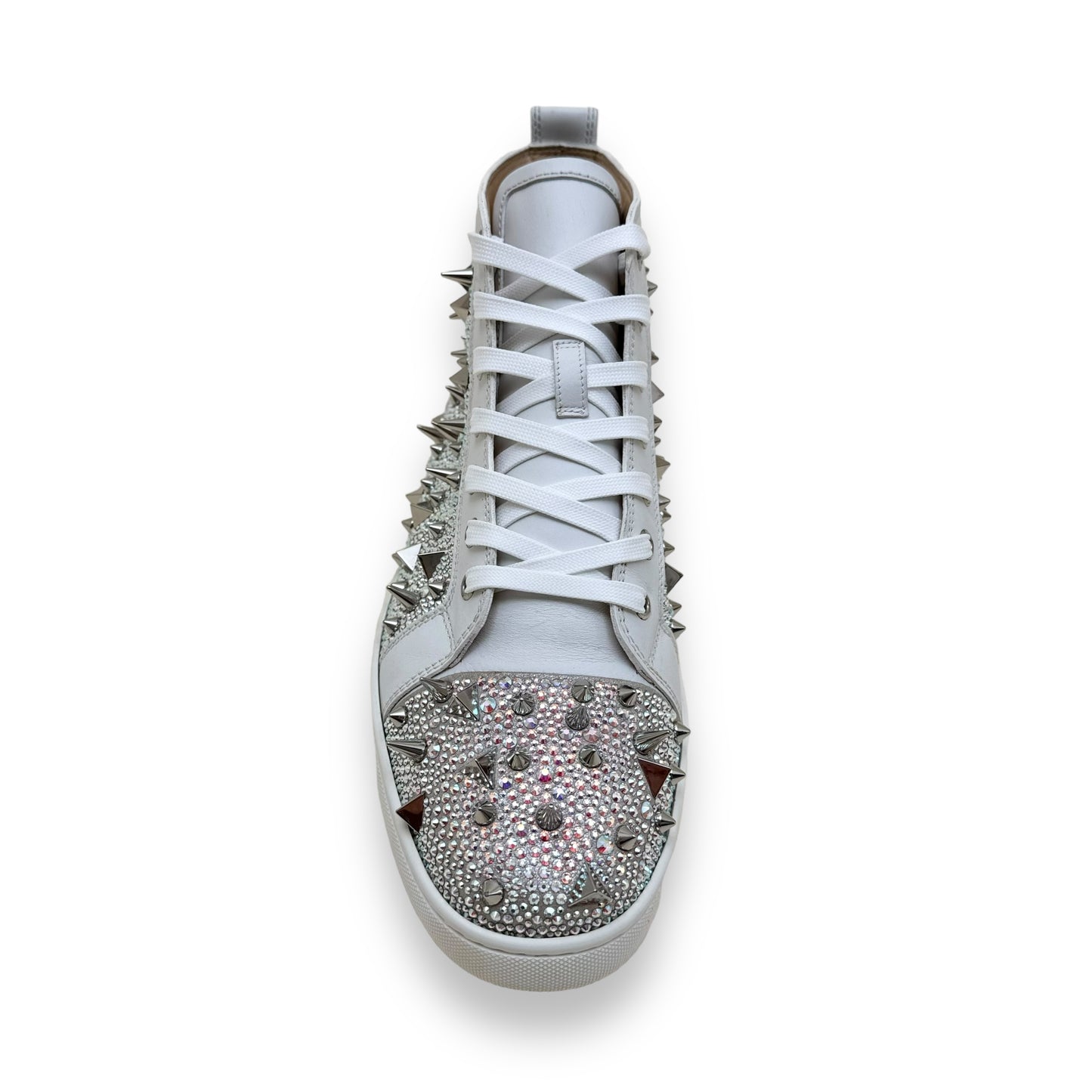 CHRISTIAN LOUBOUTIN PIK SPIKE HIGH TOP SNEAKER WHITE / SILVER UK8