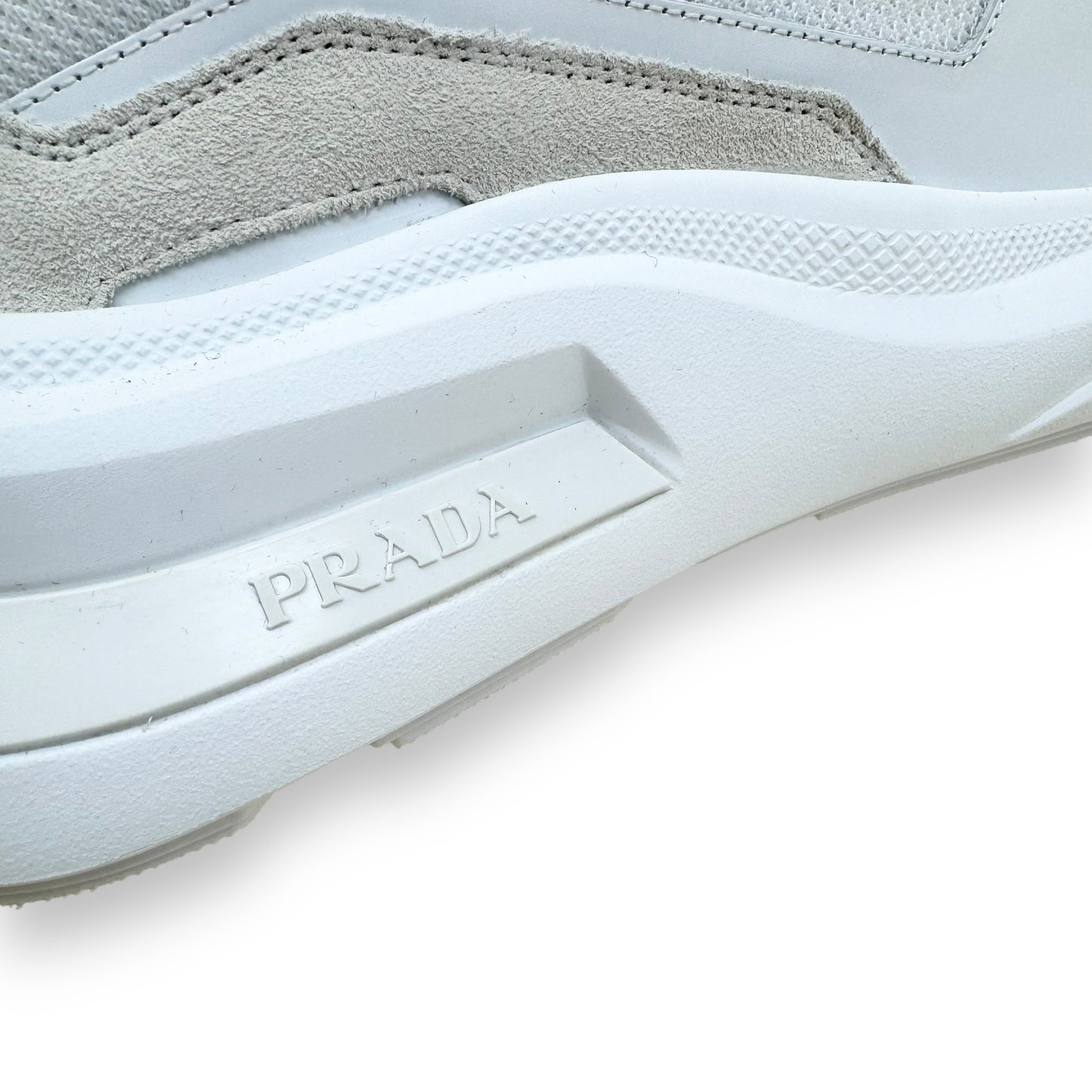 PRADA SYSTEME BRUSHED LEATHER SNEAKER WHITE UK9.5