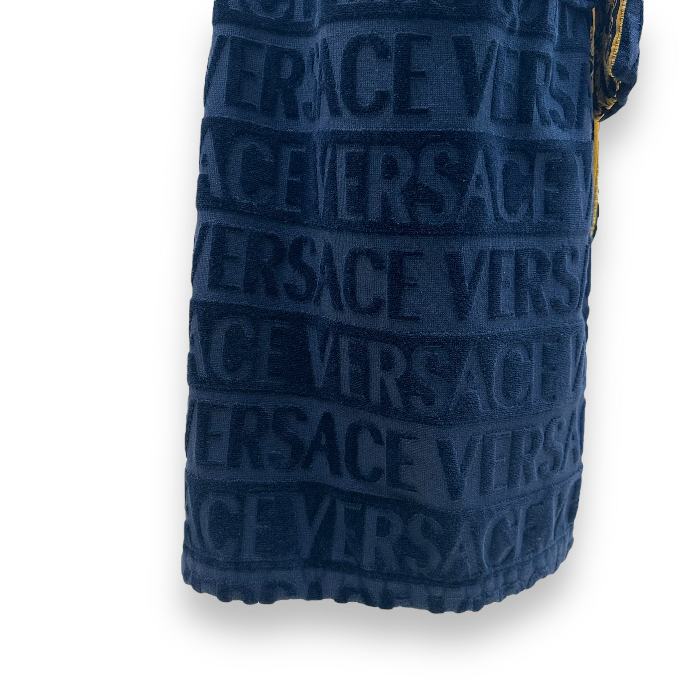 VERSACE BAROQUE BATHROBE NAVY / GOLD XL