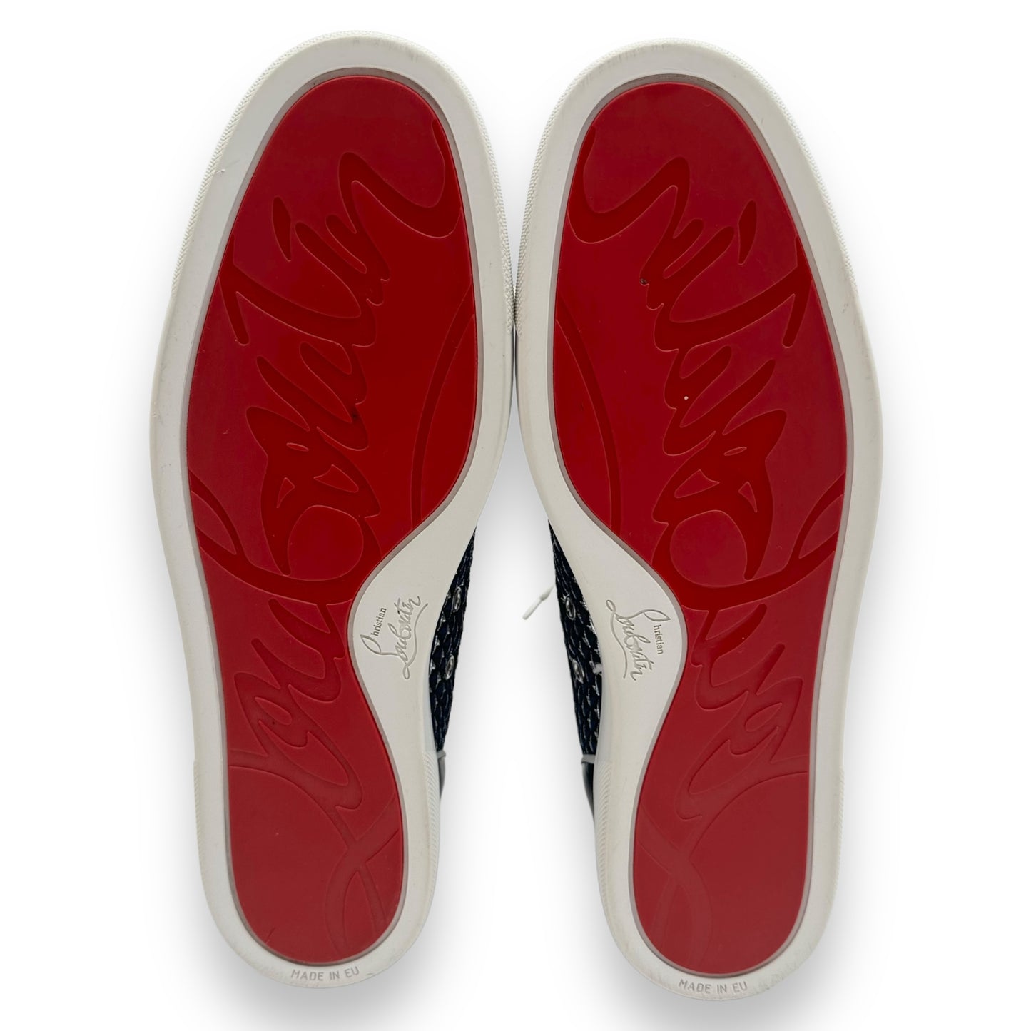 CHRISTIAN LOUBOUTIN LOUIS JUNIOR SPIKES HIGH TOP SNEAKER WHITE / NAVY UK11