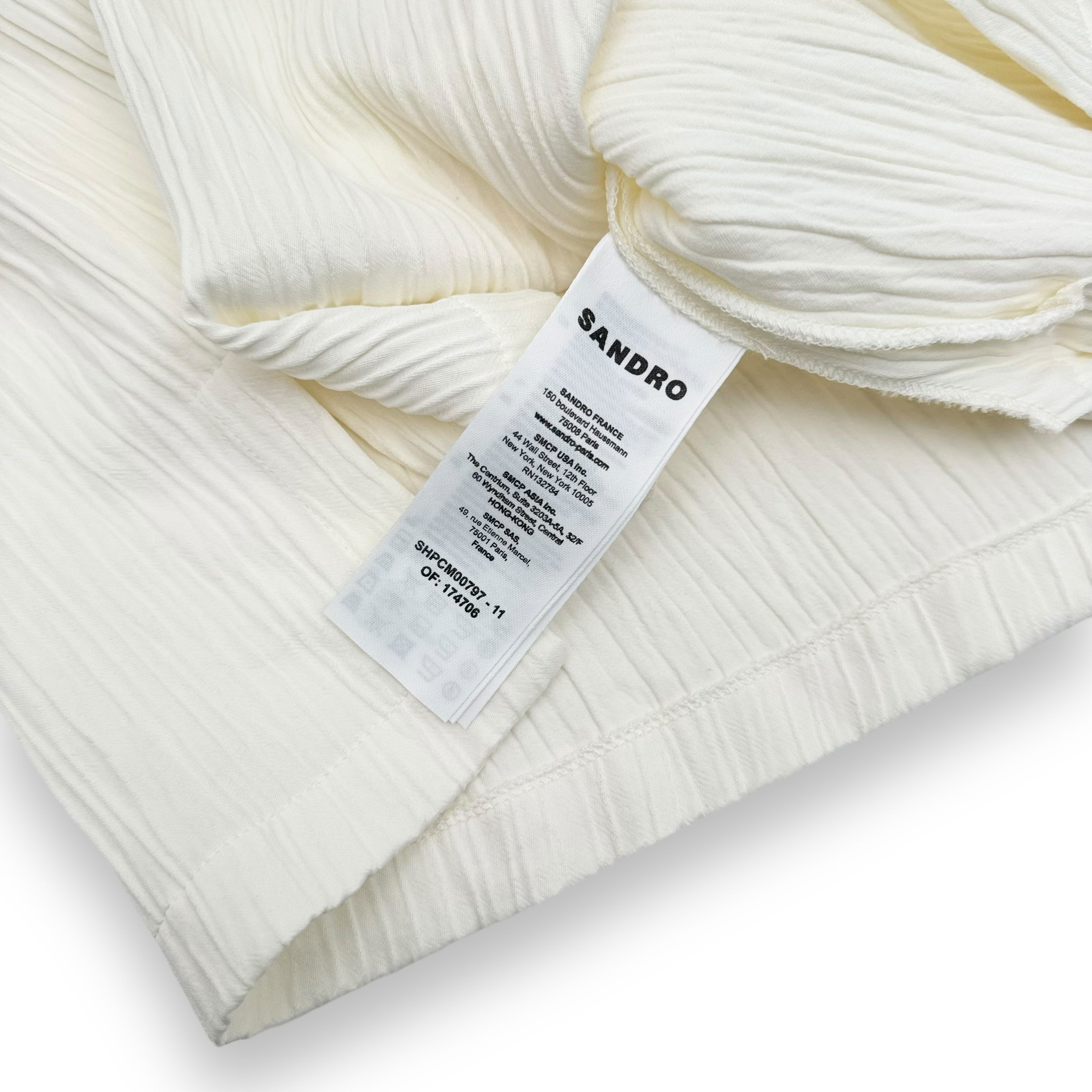 SANDRO TEXTURED SHORT SLEEVE SHIRT OFF-WHITE M