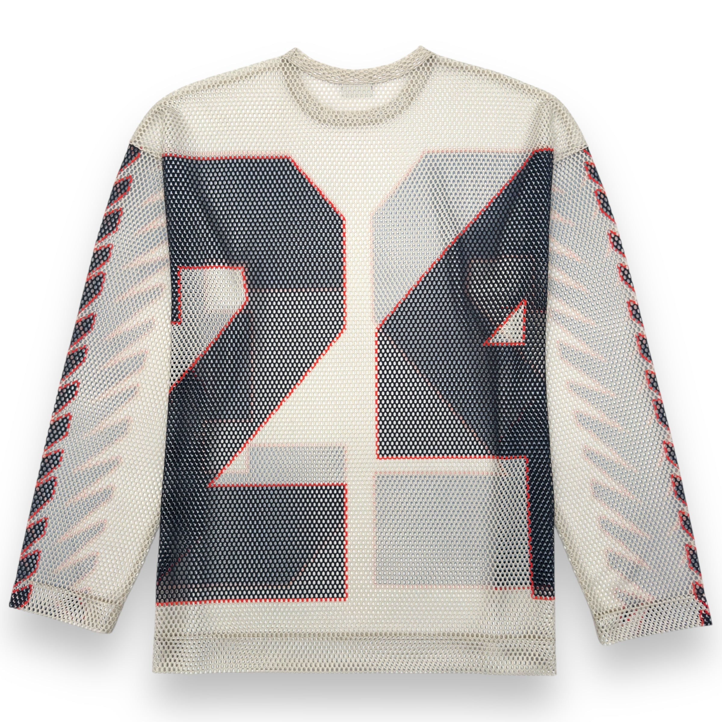 DRIES VAN NOTEN OVERSIZED HEGLAND PRINTED MESH JERSEY GREY L