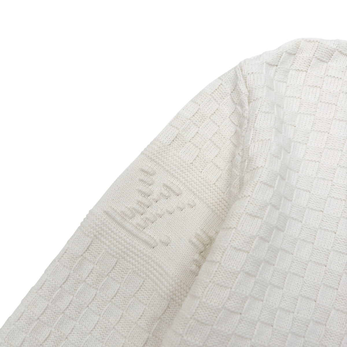 LOUIS VUITTON WOOL COLLARED DAMIER PULLOVER JUMPER WHITE XL