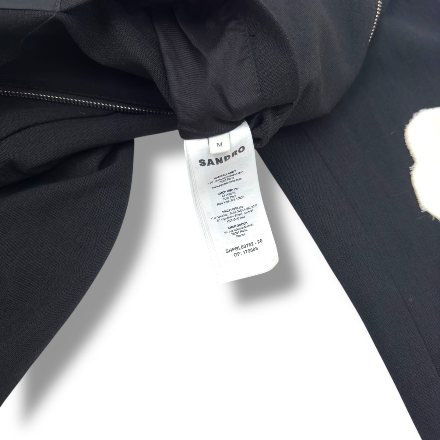 SANDRO PARIS FLOWER MOTIF ZIP UP JACKET BLACK / WHITE M