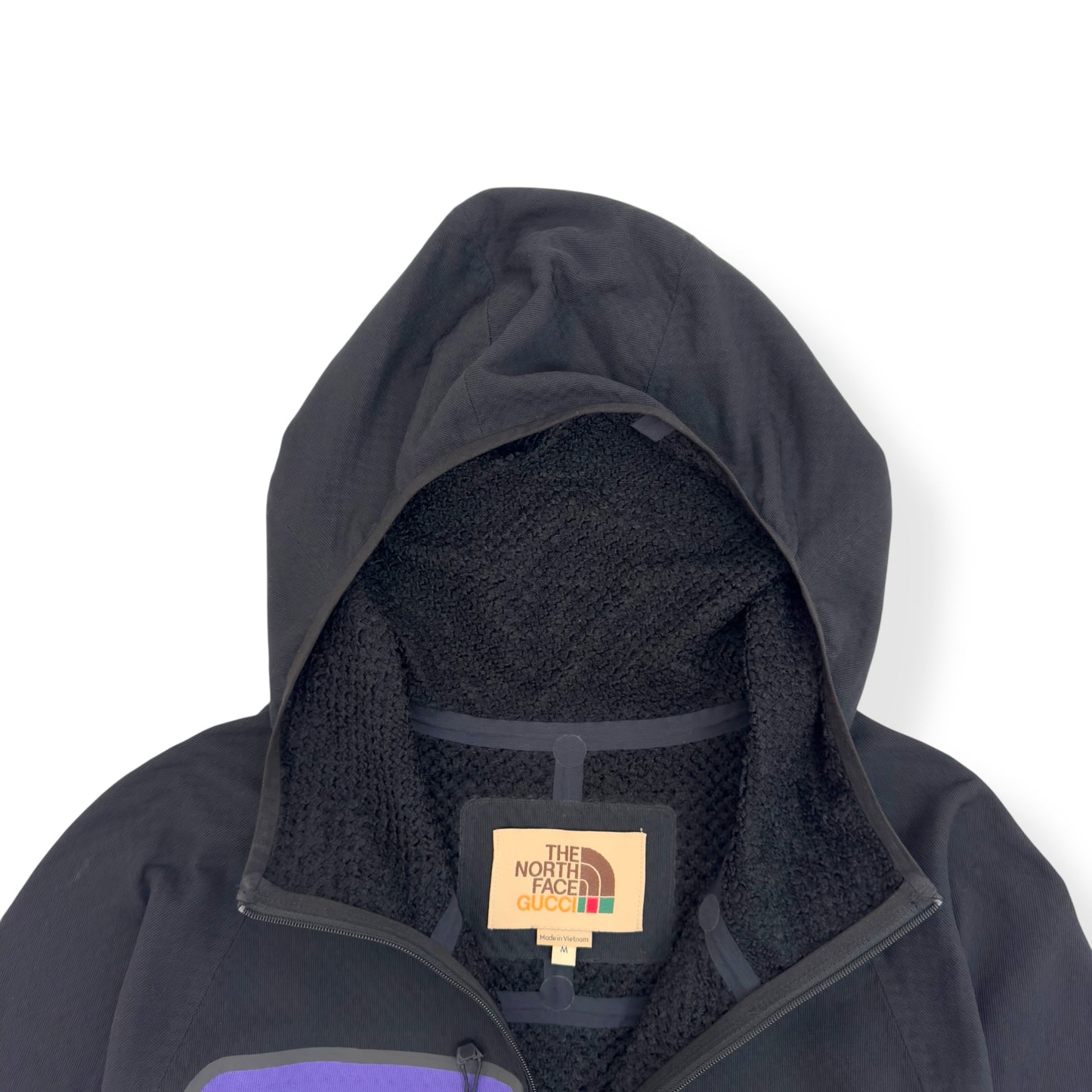 GUCCI X THE NORTH FACE F2W1 TECHNICAL FABRIC PULLOVER HOODIE BLACK / PURPLE M