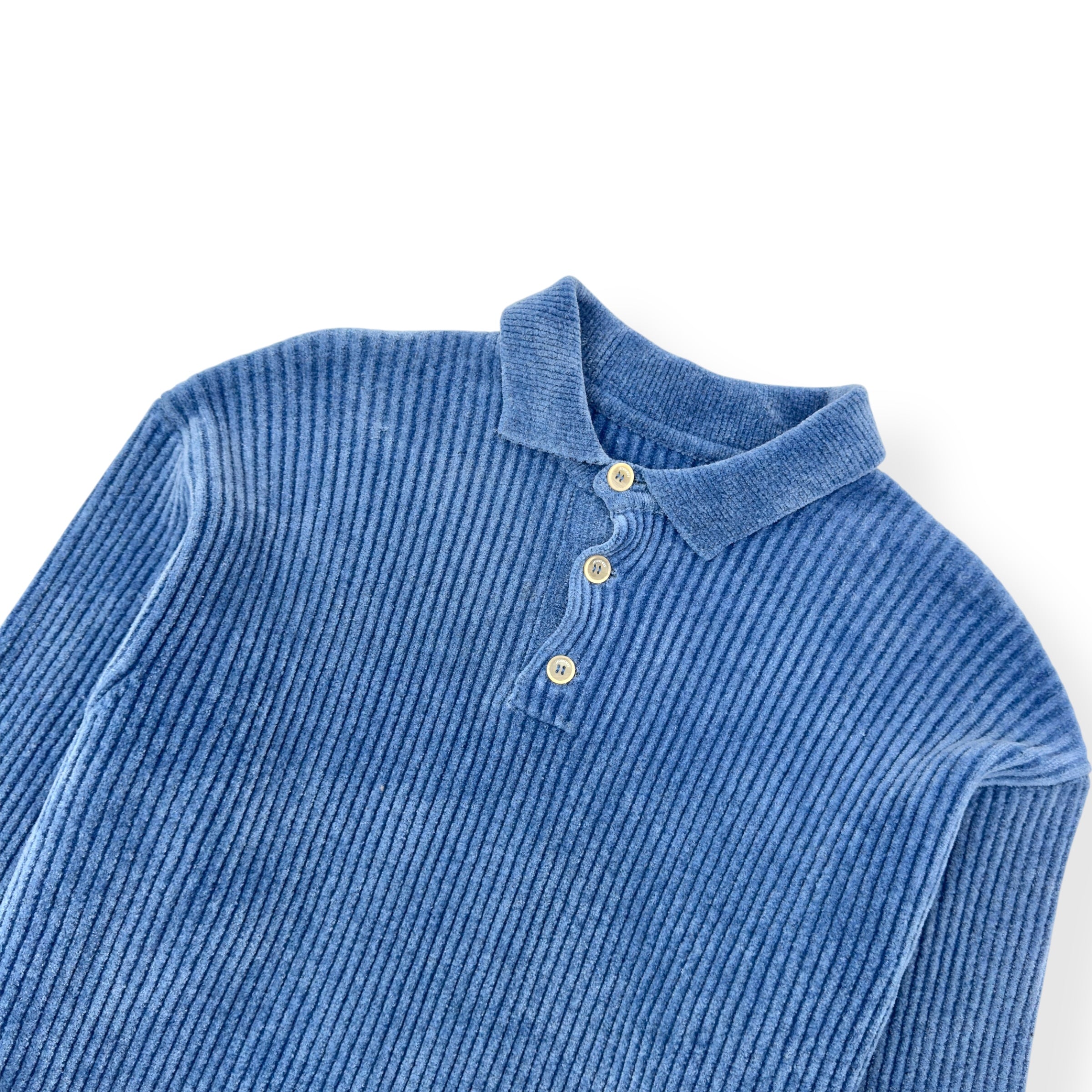 JACQUEMUS LE DUCI RIBBED POLO SWEATER BLUE M