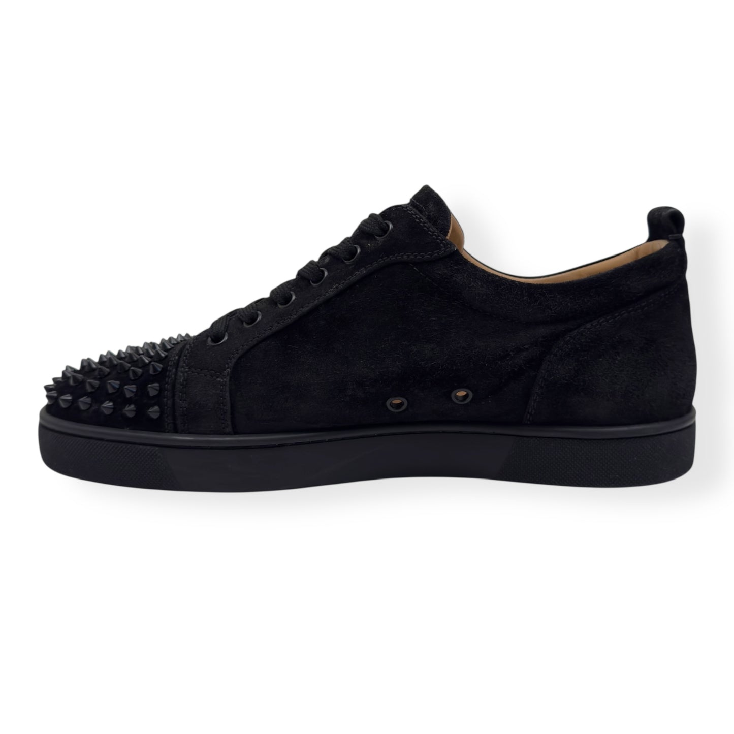 CHRISTIAN LOUBOUTIN LOUIS JUNIOR SPIKES SUEDE SNEAKER BLACK UK9.5