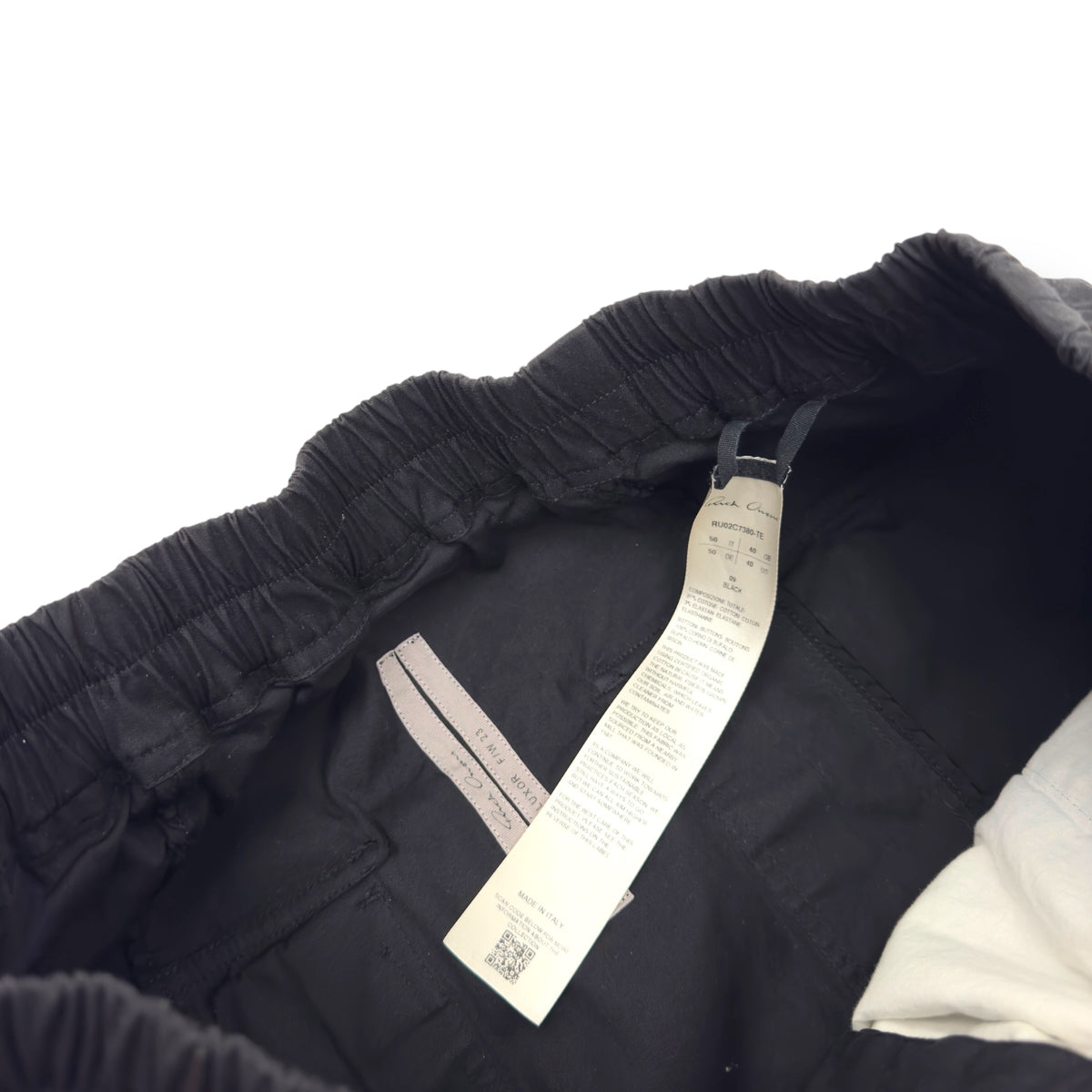 RICK OWENS F/W23 LUXOR DROP CROTCH DRAWSTRING TROUSERS BLACK 50 / L