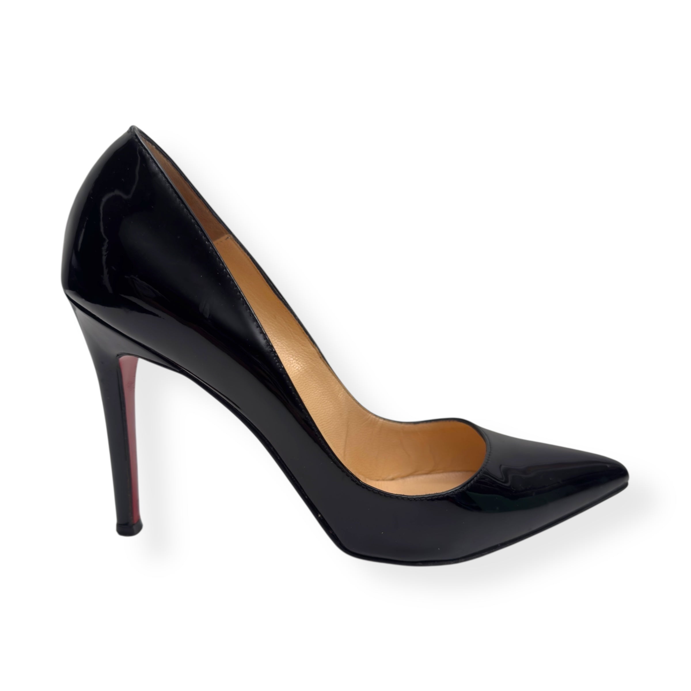 CHRISTIAN LOUBOUTIN PIGALLE 100MM PATENT LEATHER HEELS BLACK / RED 36 / UK3