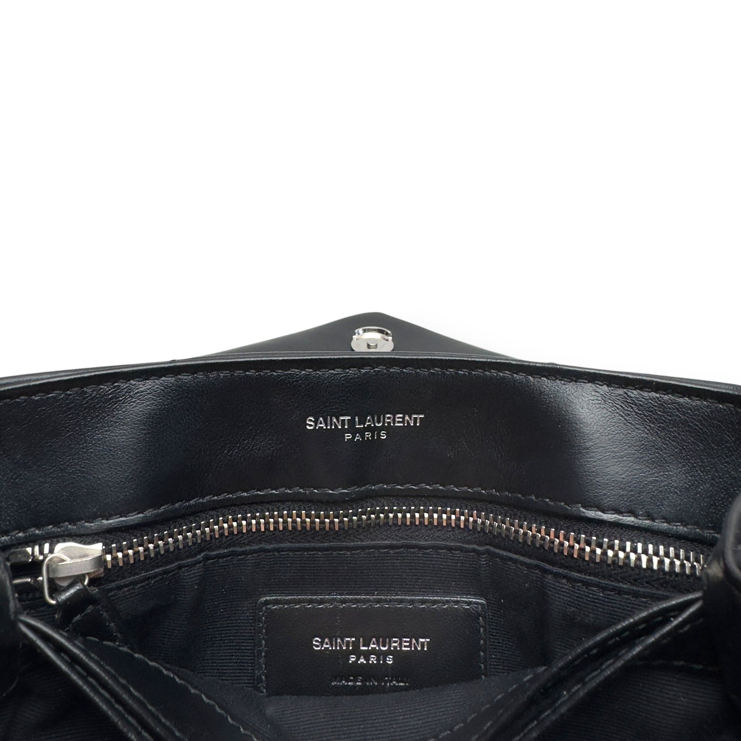 SAINT LAURENT TOY QUILTED LEATHER CROSS-BODY BAG BLACK / SILVER S