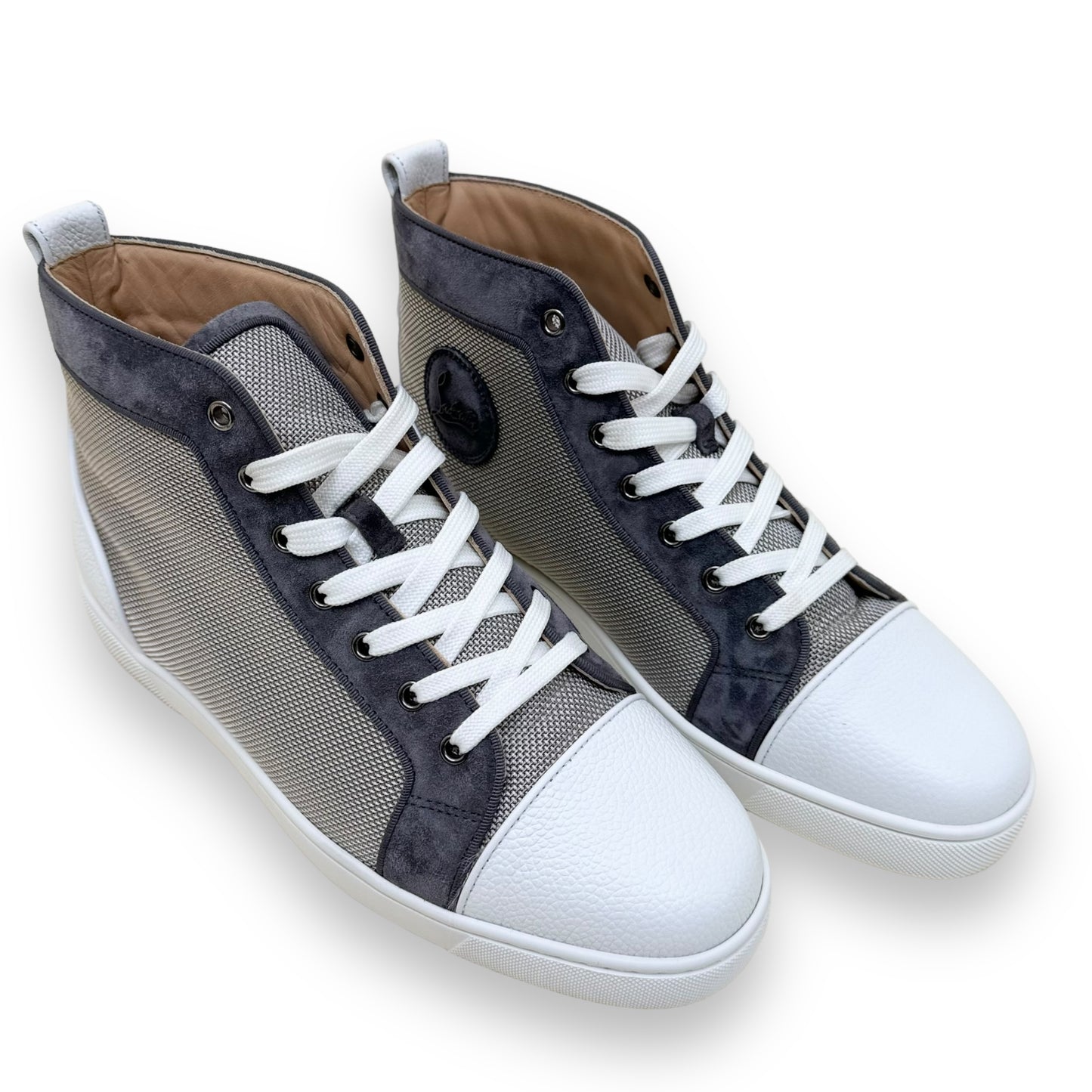 CHRISTIAN LOUBOUTIN LOUIS ORLATO HIGH TOP SNEAKER WHITE / GREY UK9