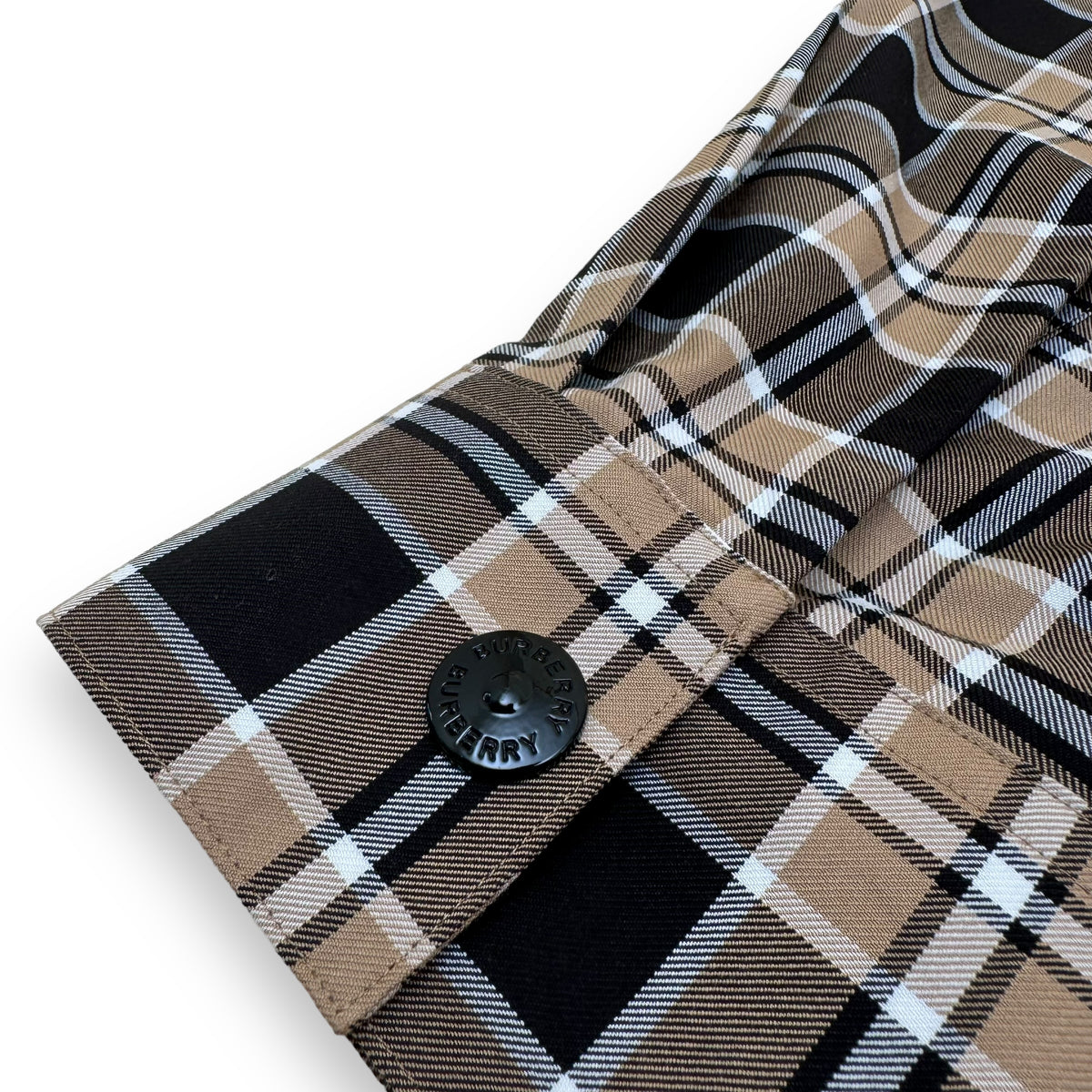 BURBERRY PATCHWORK ZIP-UP OVER SHIRT RED / BEIGE M